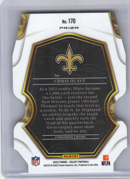 2022 Panini Select #170 Chris Olave Black and Green Prizm Die Cut New Orleans Saints RC