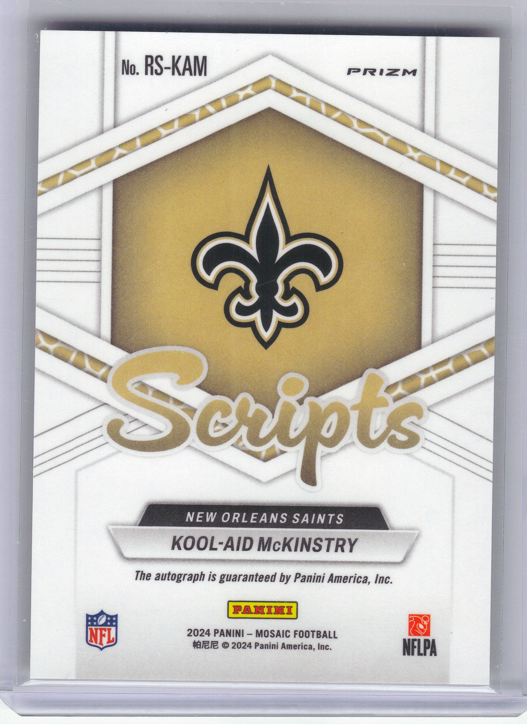 2024 Panini Mosaic #RS-KAM Kool-Aid McKinstry Rookie Scripts Red Wave New Orleans Saints AU