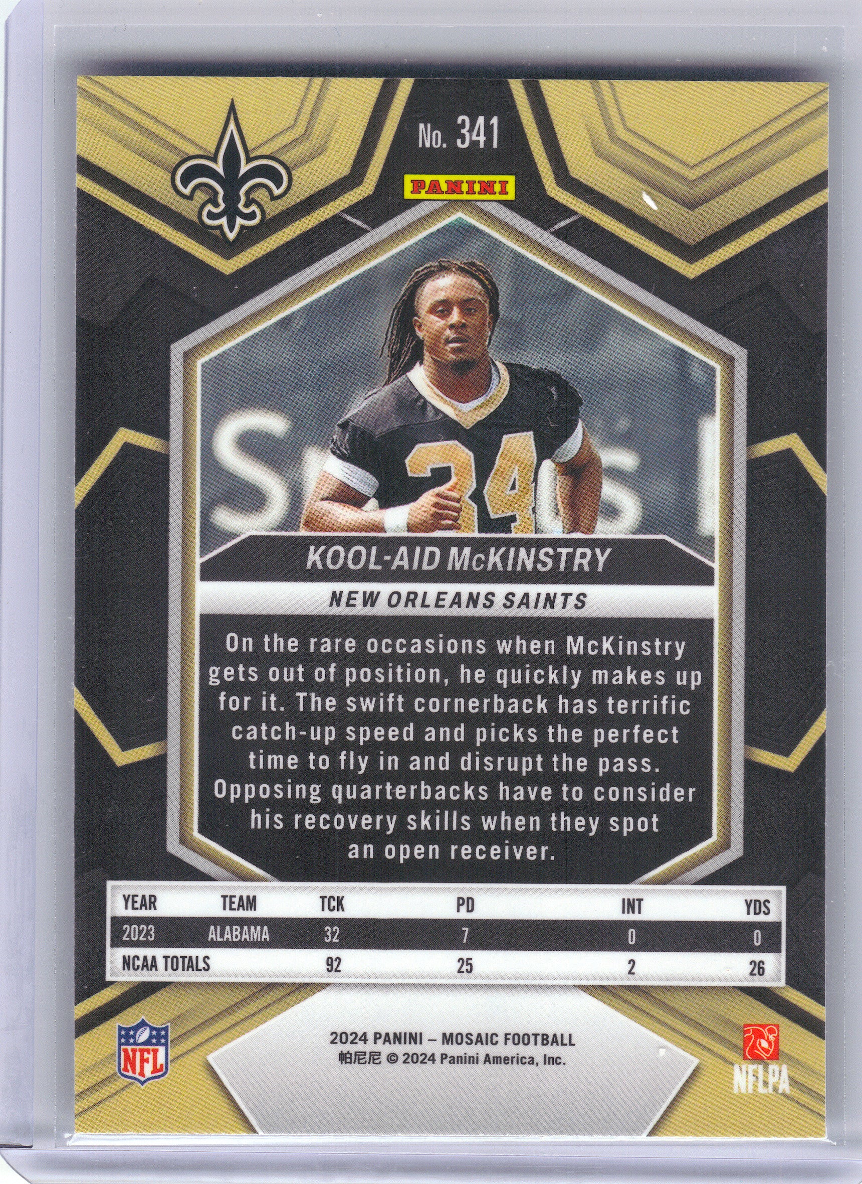 2024 Panini Mosaic #341 Kool-Aid McKinstry New Orleans Saints RC