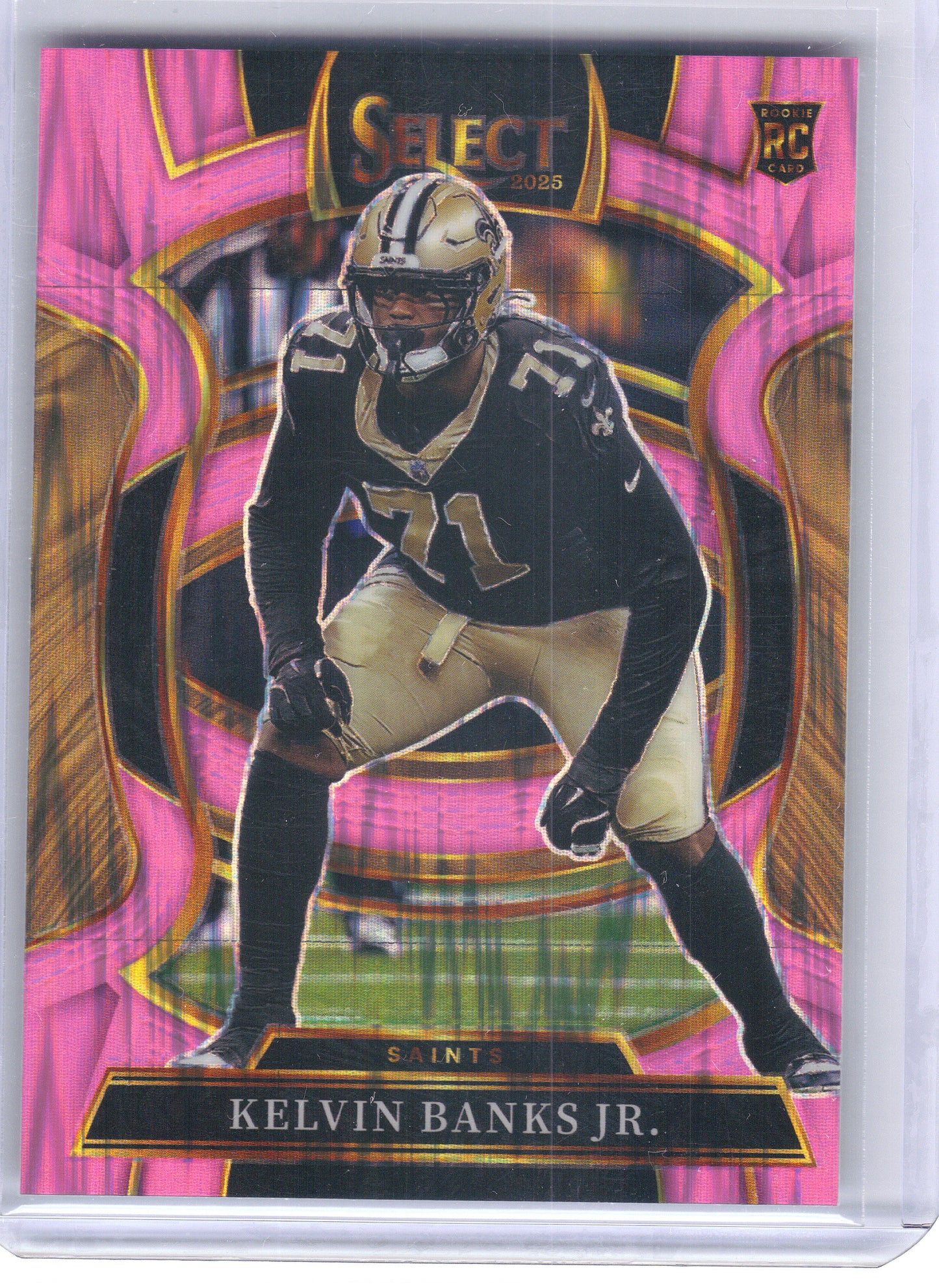 2025 Panini Select #42 Kelvin Banks Jr. Pink Prizm Shock New Orleans Saints