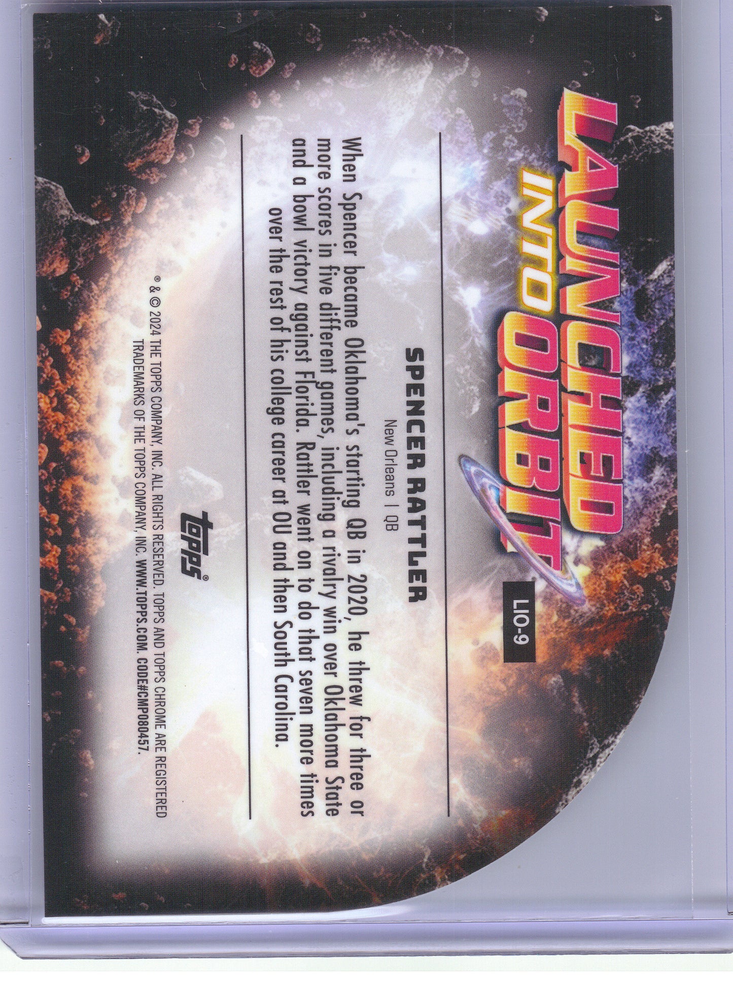 2024 Topps Chrome Cosmic #LIO-9 Spencer Rattler Launched Into Orbit New Orleans Saints
