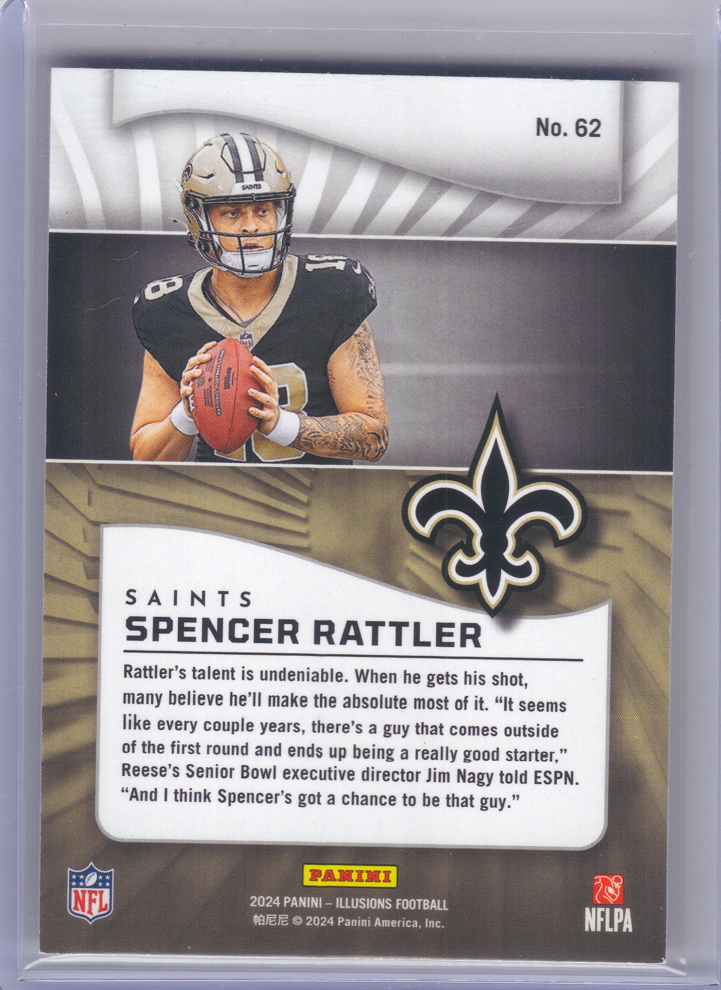2024 Panini Illusions #62 Spencer Rattler New Orleans Saints RC