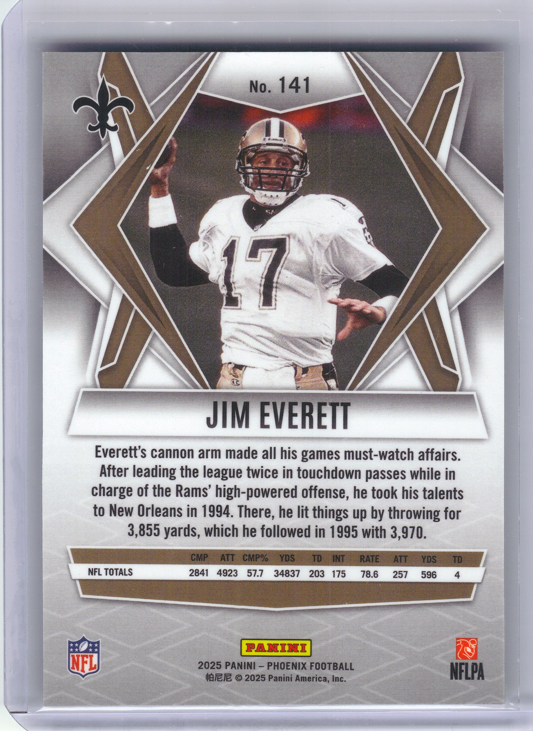 2025 Panini Phoenix #141 Jim Everett Silver Mojo Prizm New Orleans Saints