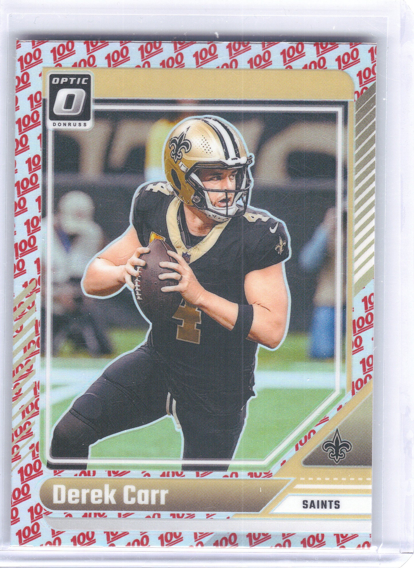 2024 Donruss Optic #139 Derek Carr One Hundred New Orleans Saints