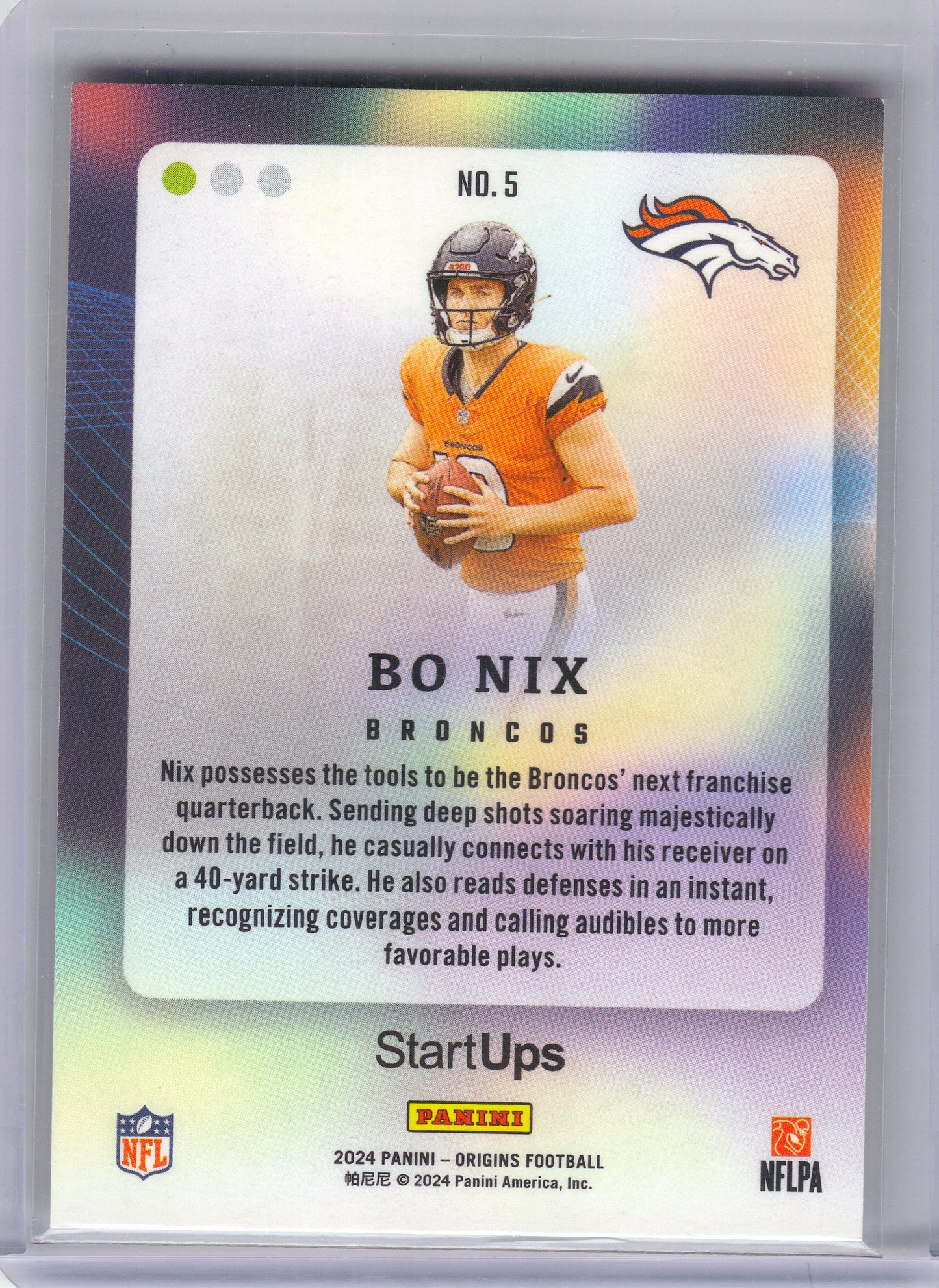 2024 Panini Origins #5 Bo Nix StartUps Denver Broncos