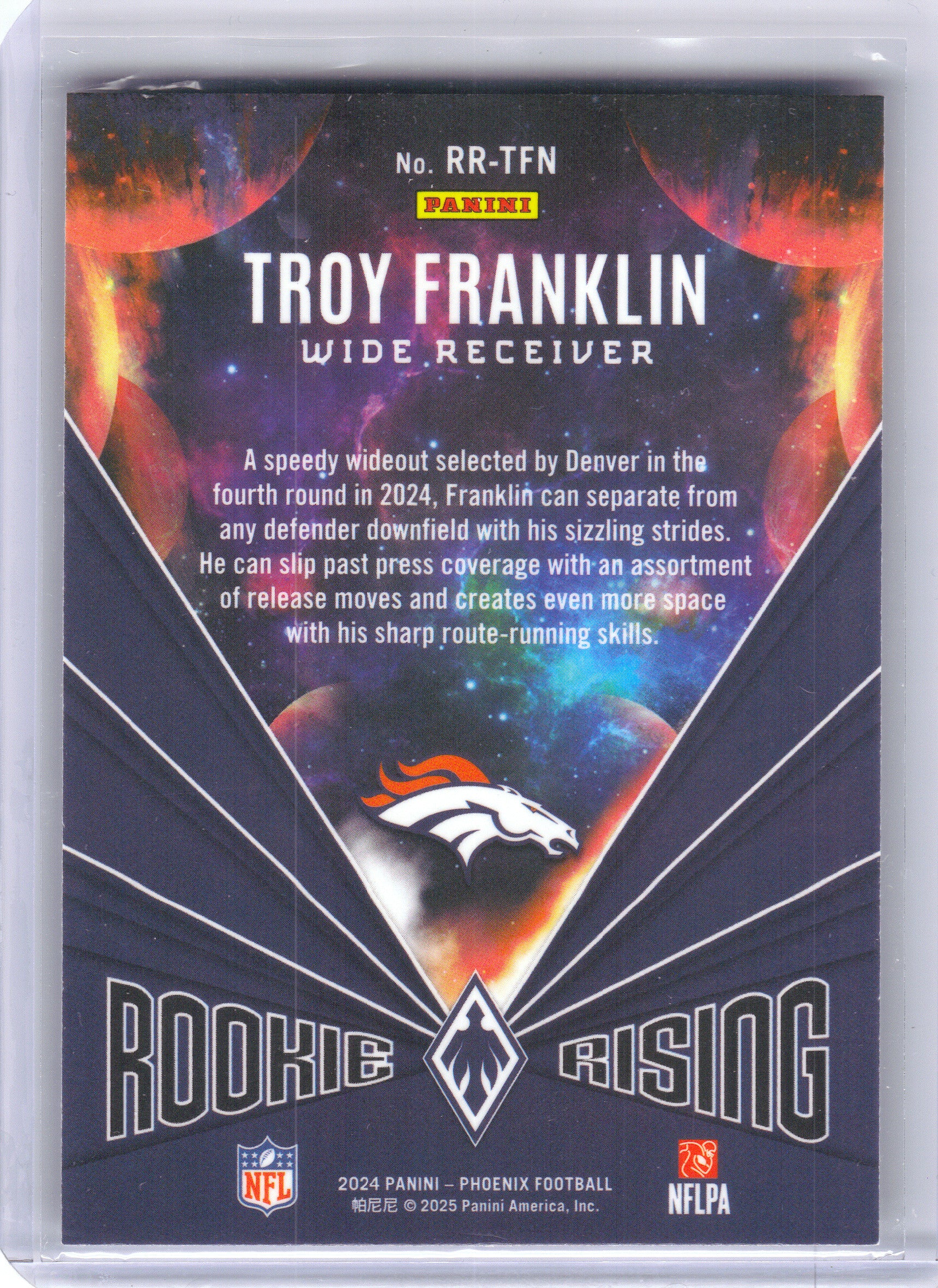 2024 Panini Phoenix #RR-TFN Troy Franklin Rookie Rising Stars Denver Broncos