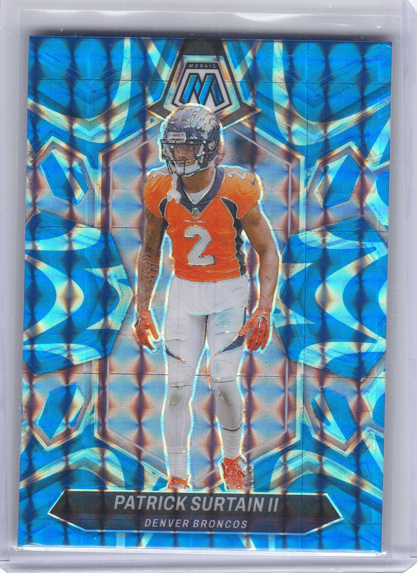 2024 Panini Mosaic #70 Patrick Surtain II Mosaic Reactive Blue Denver Broncos
