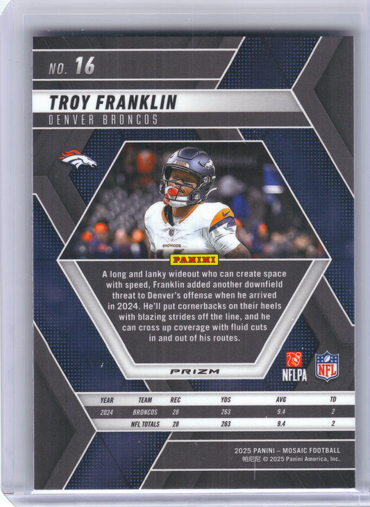 2025 Panini Mosaic #16 Troy Franklin Silver Denver Broncos