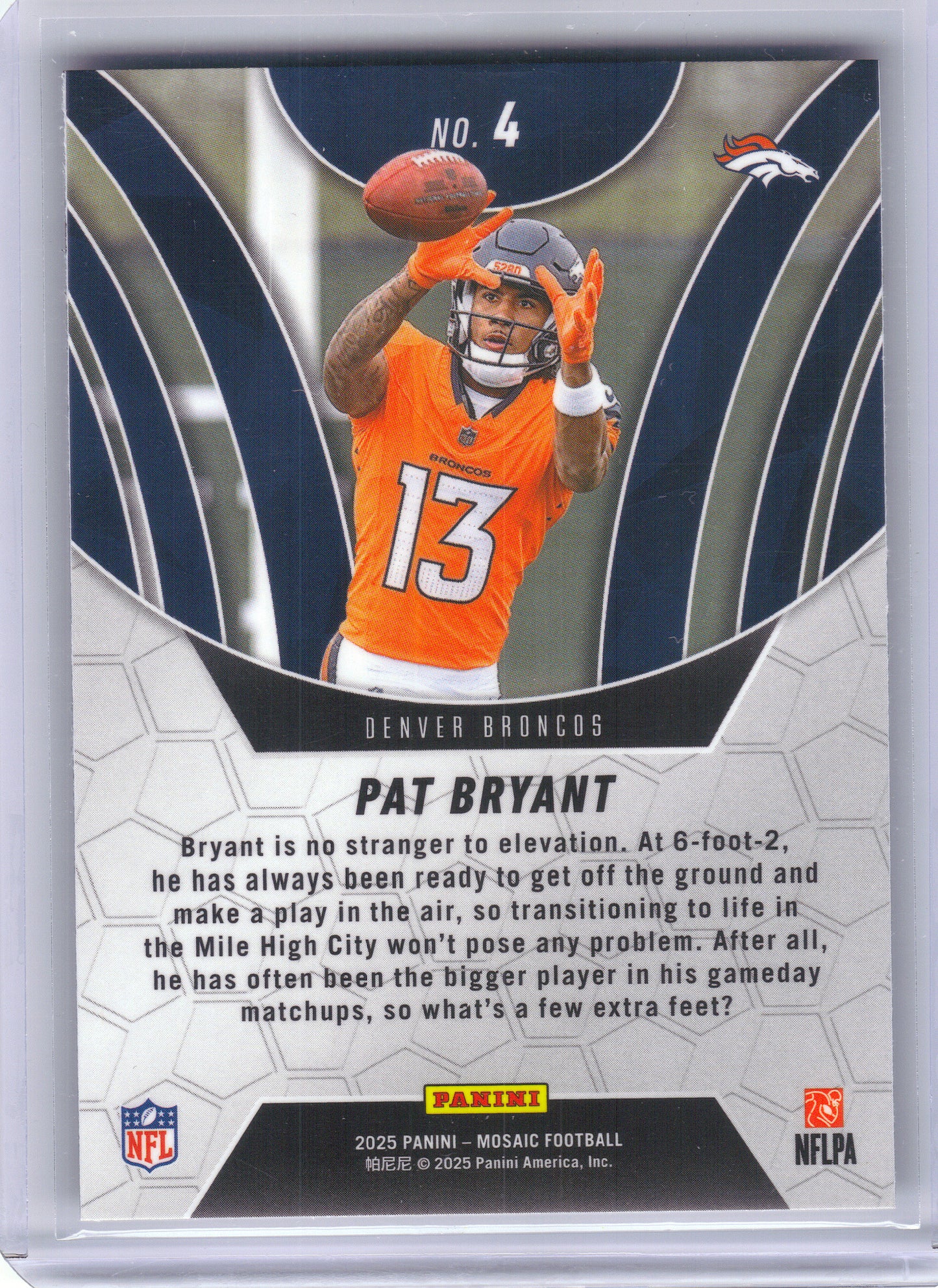 2025 Panini Mosaic #4 Pat Bryant Elevate Denver Broncos