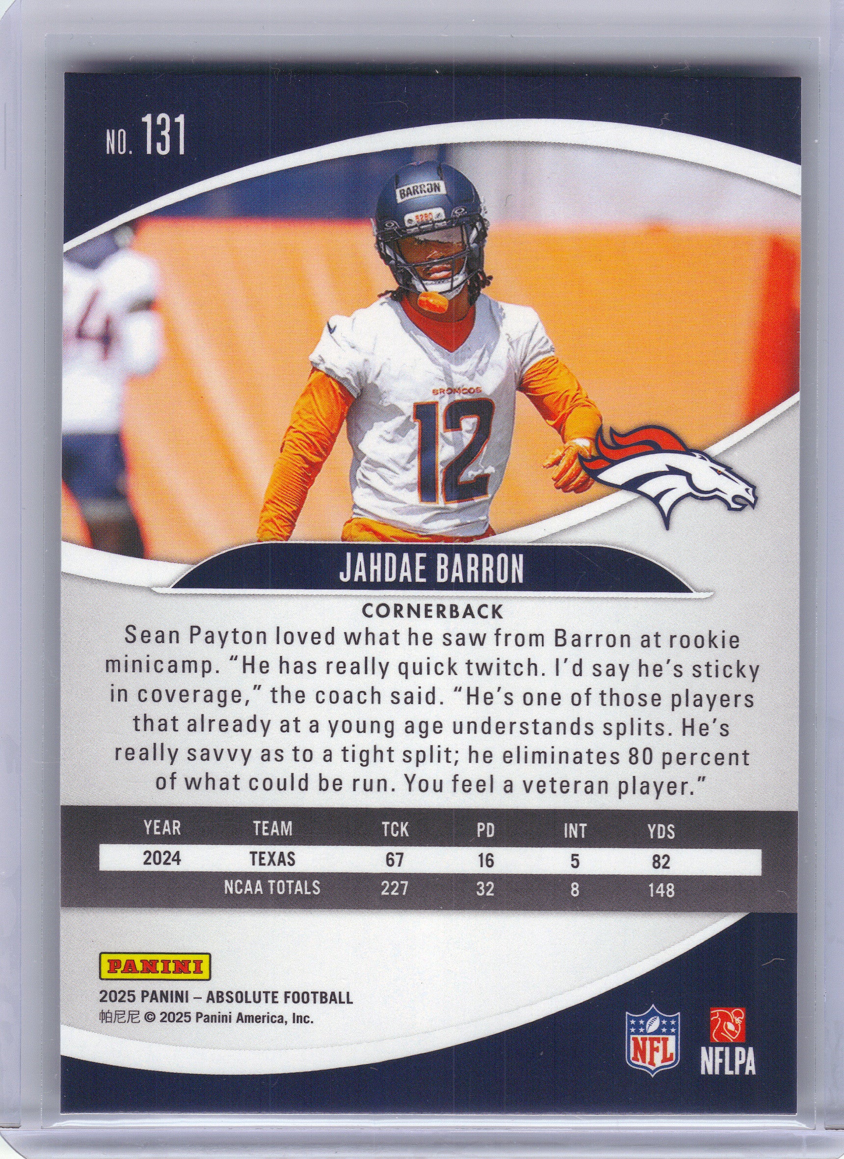 2025 Panini Absolute #131 Jahdae Barron Retail Denver Broncos RC