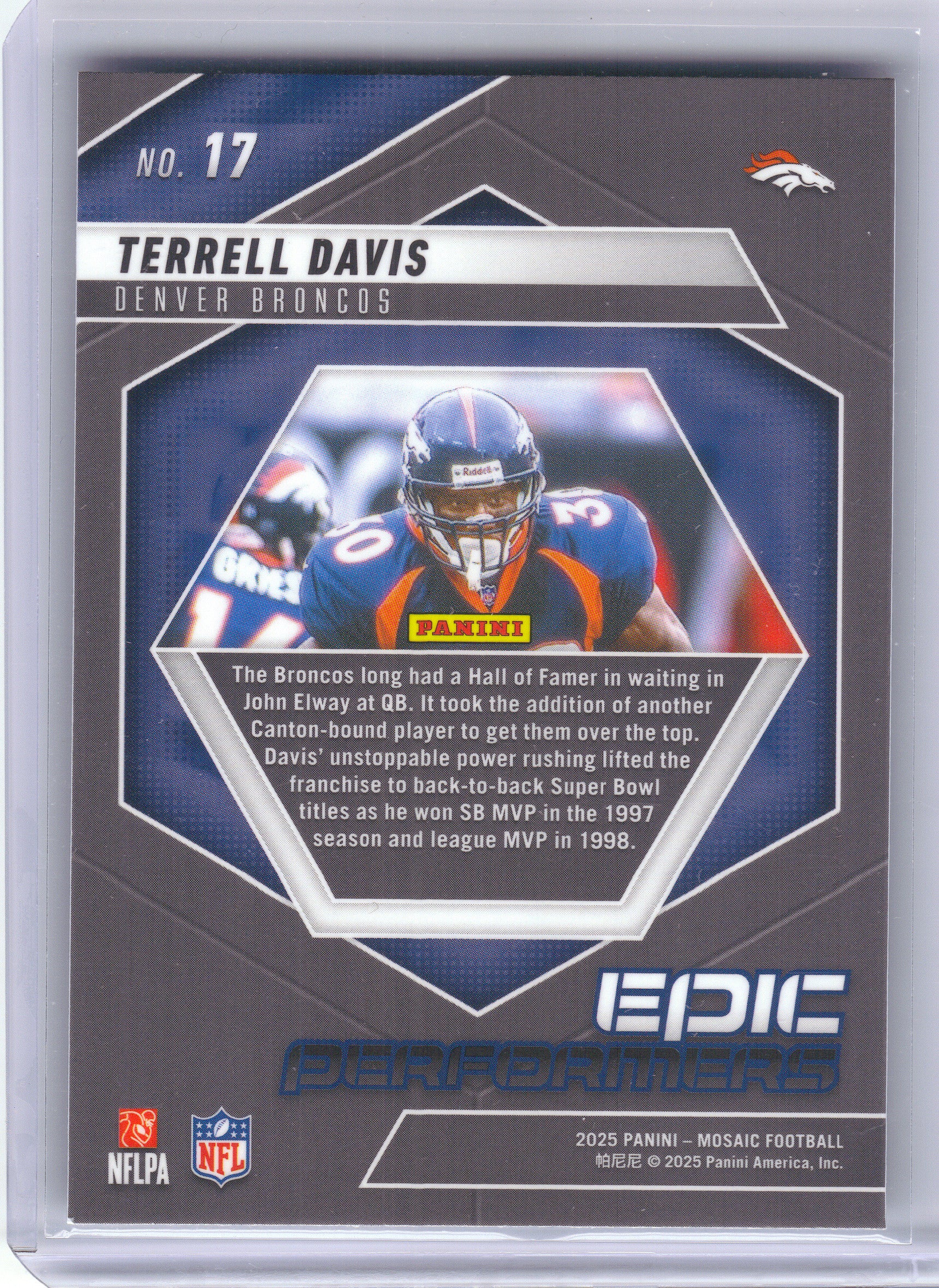 2025 Panini Mosaic #17 Terrell Davis Epic Performers Denver Broncos