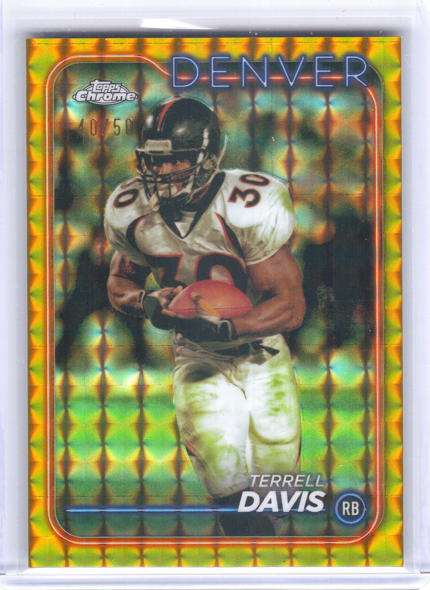 2024 Topps Chrome #60 Terrell Davis Gold Geometric Refractor #/50 Denver Broncos SN