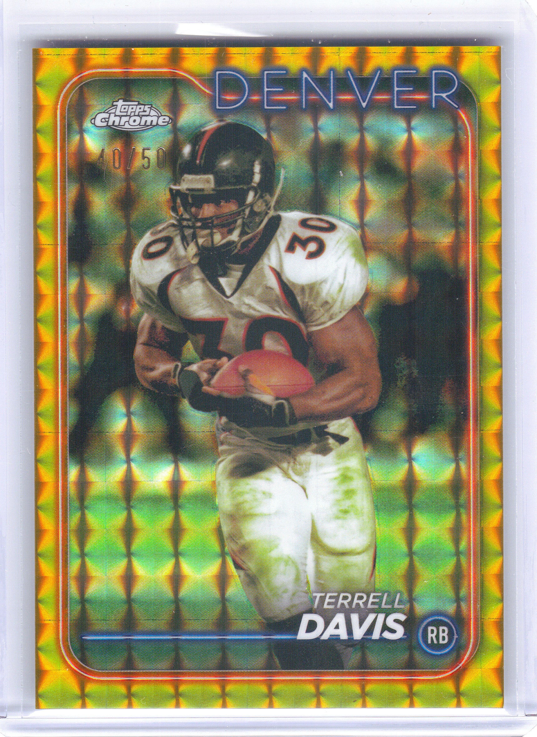 2024 Topps Chrome #60 Terrell Davis Gold Geometric Refractor #/50 Denver Broncos SN