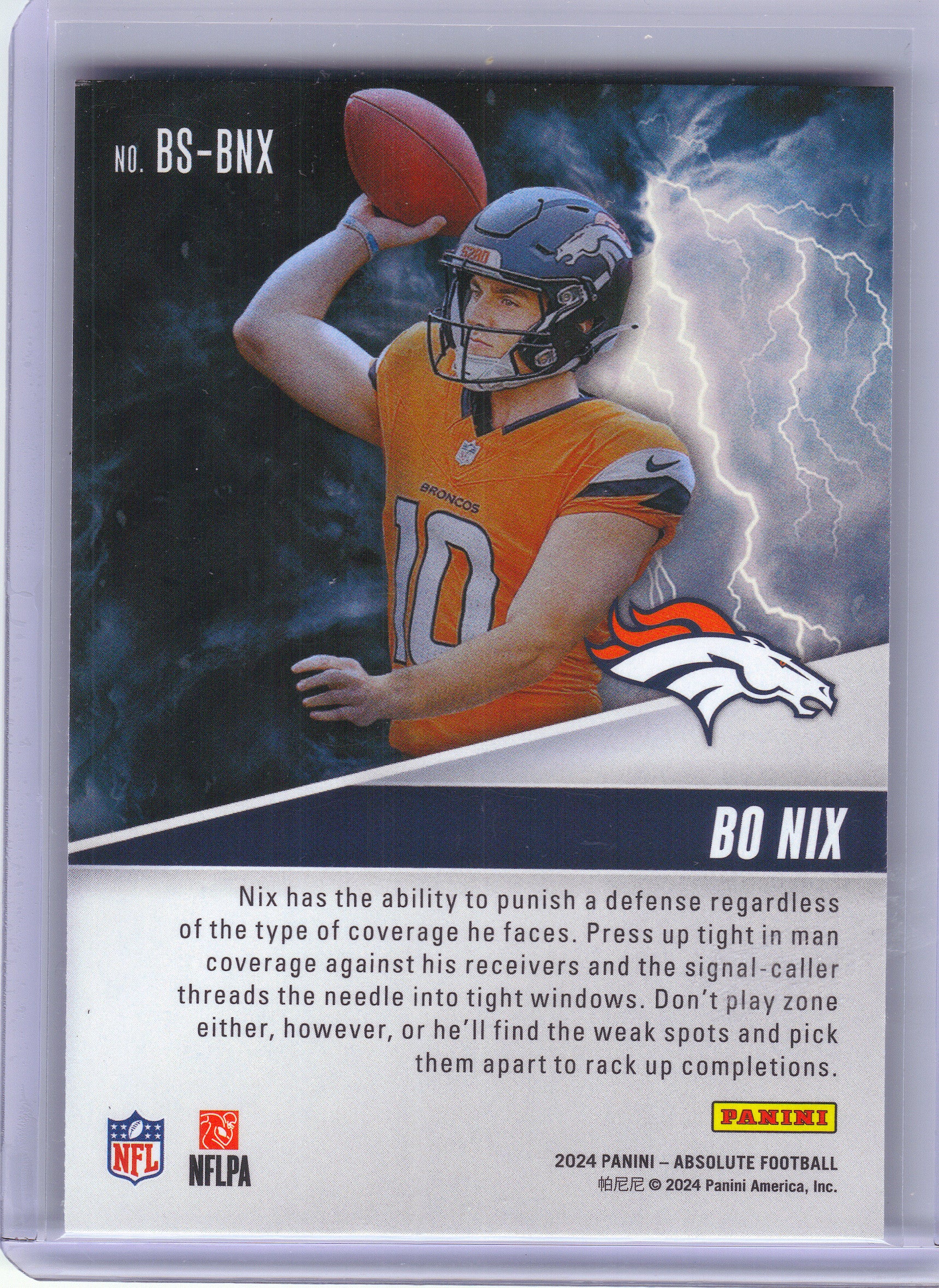 2024 Panini Absolute #BS-BNX Bo Nix By Storm Denver Broncos