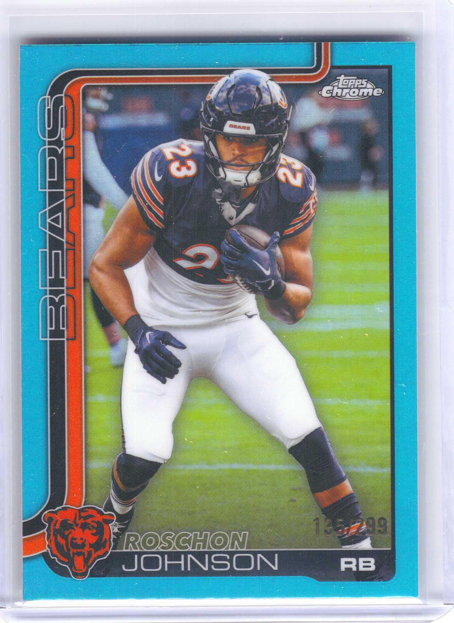 2025 Topps Chrome #55 Roschon Johnson Aqua Refractor #/199 Chicago Bears SN