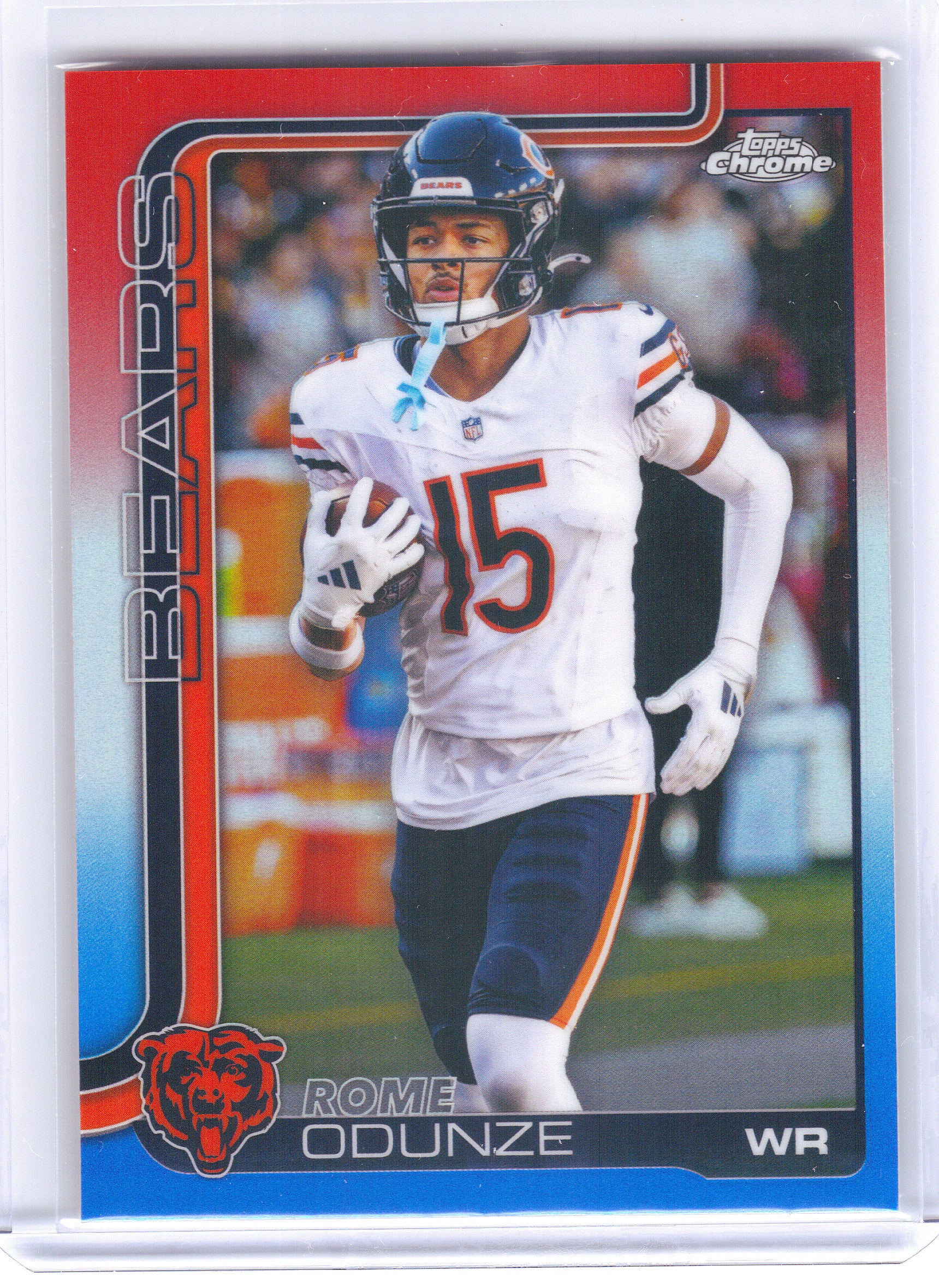 2025 Topps Chrome #49 Rome Odunze Red White and Blue Refractor Chicago Bears