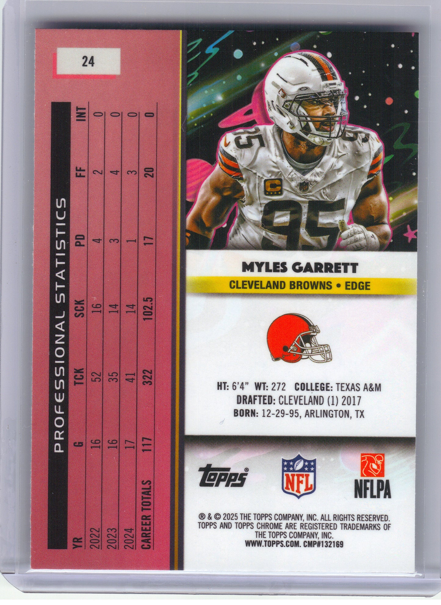 2025 Topps Chrome Cosmic #24 Myles Garrett Cleveland Browns