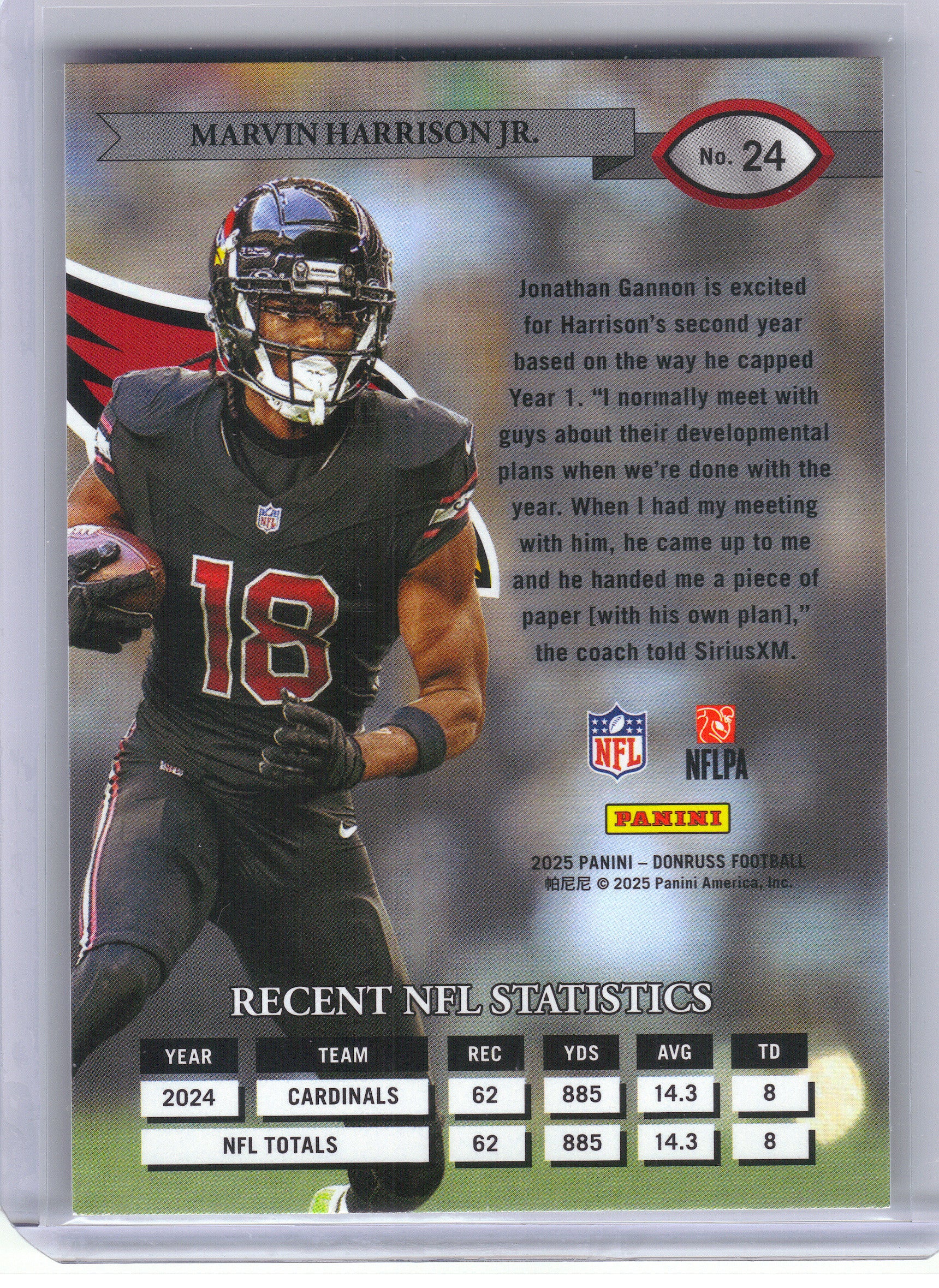 2025 Donruss #24 Marvin Harrison Jr. Retro 1995 Arizona Cardinals