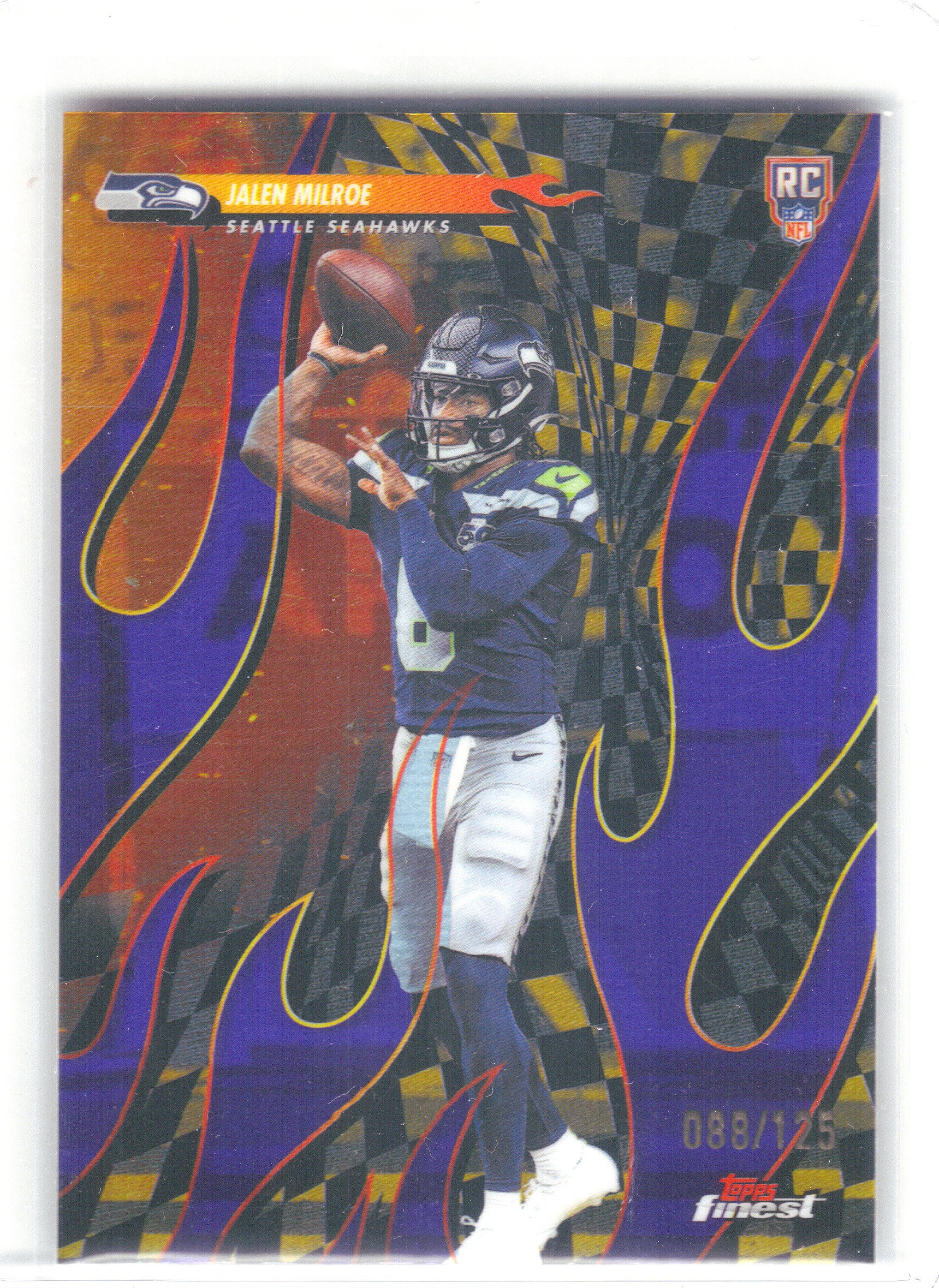 2025 Finest #T-6 Jalen Milroe Torchers Purple Refractor #/125 Seattle Seahawks SN