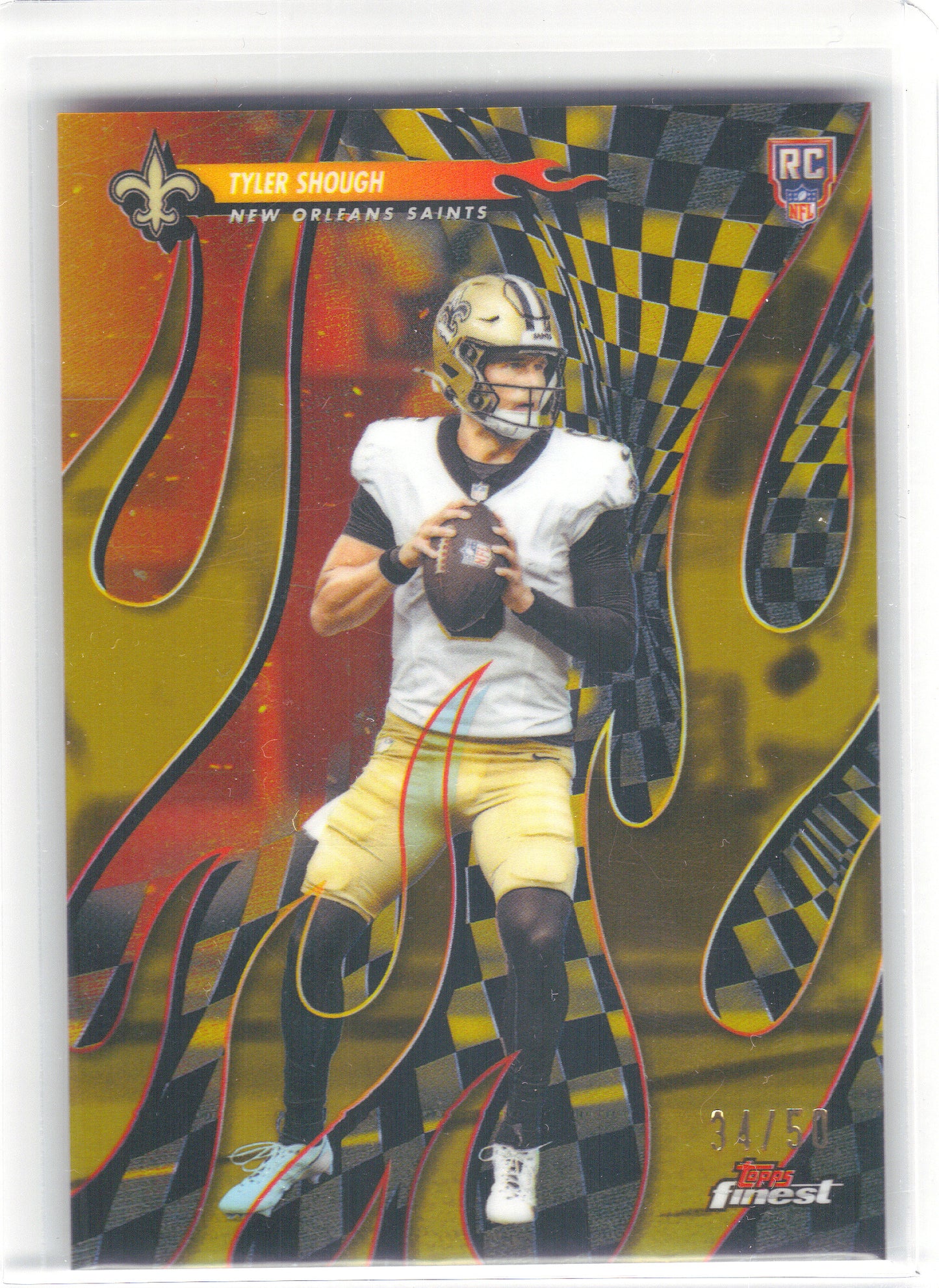 2025 Finest #T-3 Tyler Shough Torchers Gold Refractor #/50 New Orleans Saints SN