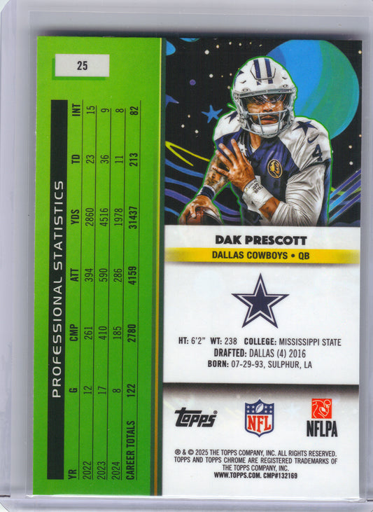 2025 Topps Chrome Cosmic #25 Dak Prescott Dallas Cowboys