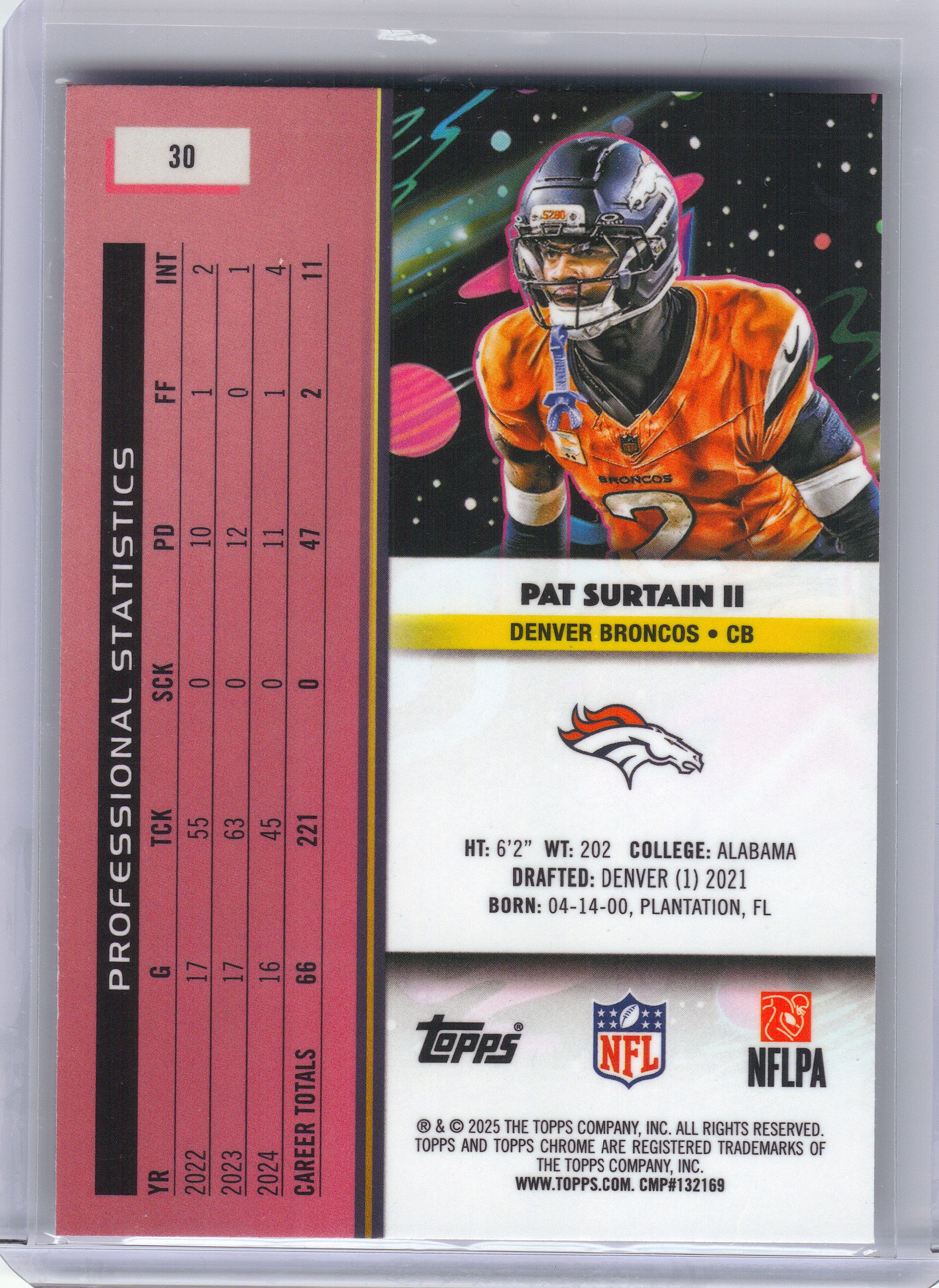 2025 Topps Chrome Cosmic #30 Pat Surtain II Denver Broncos