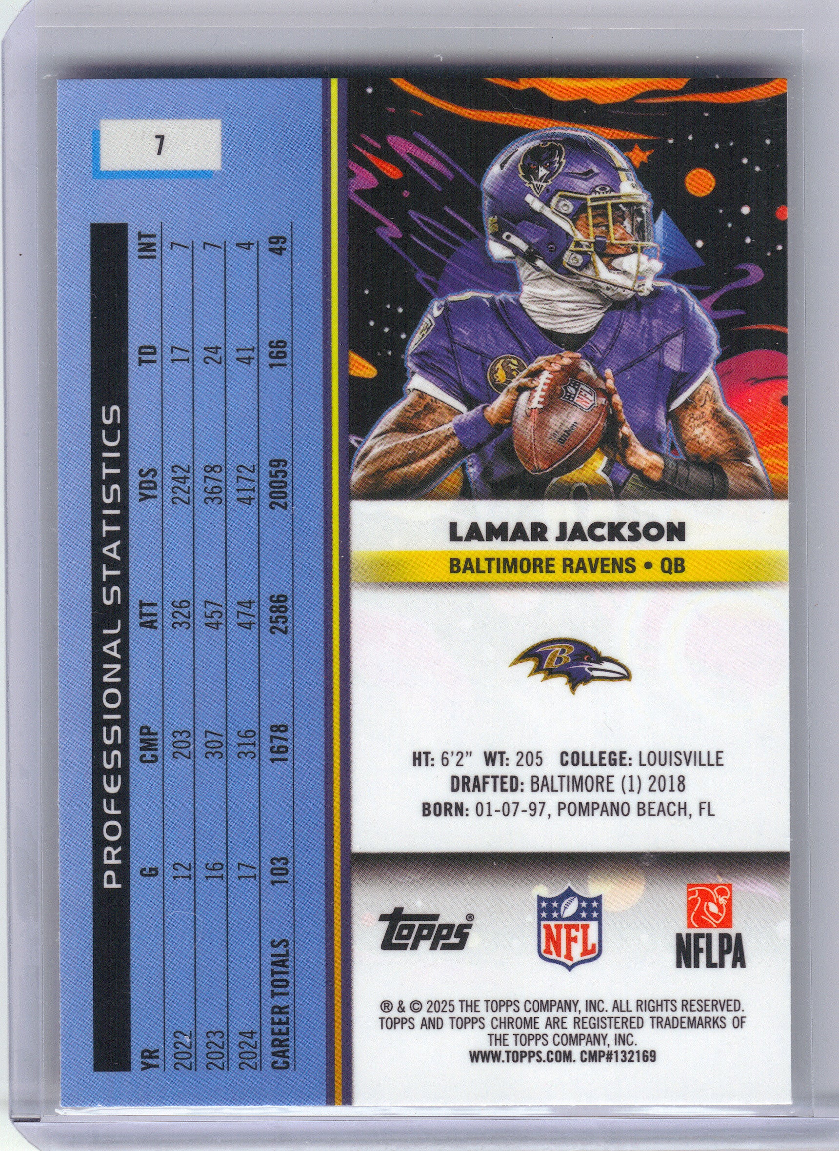 2025 Topps Chrome Cosmic #7 Lamar Jackson Baltimore Ravens