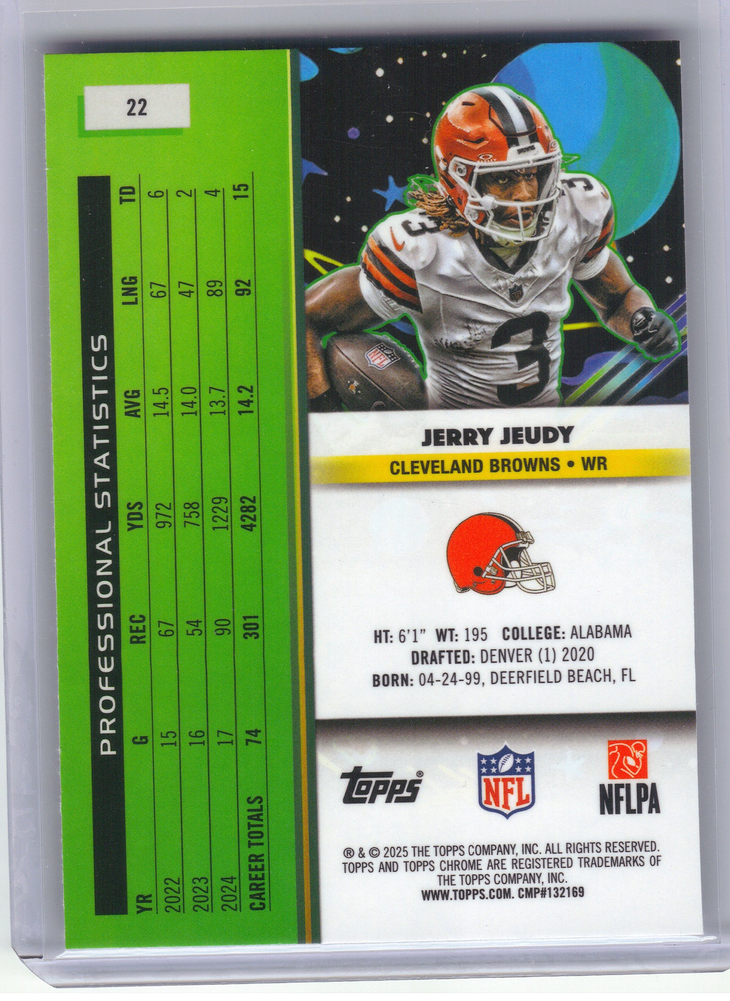 2025 Topps Chrome Cosmic #22 Jerry Jeudy Cleveland Browns