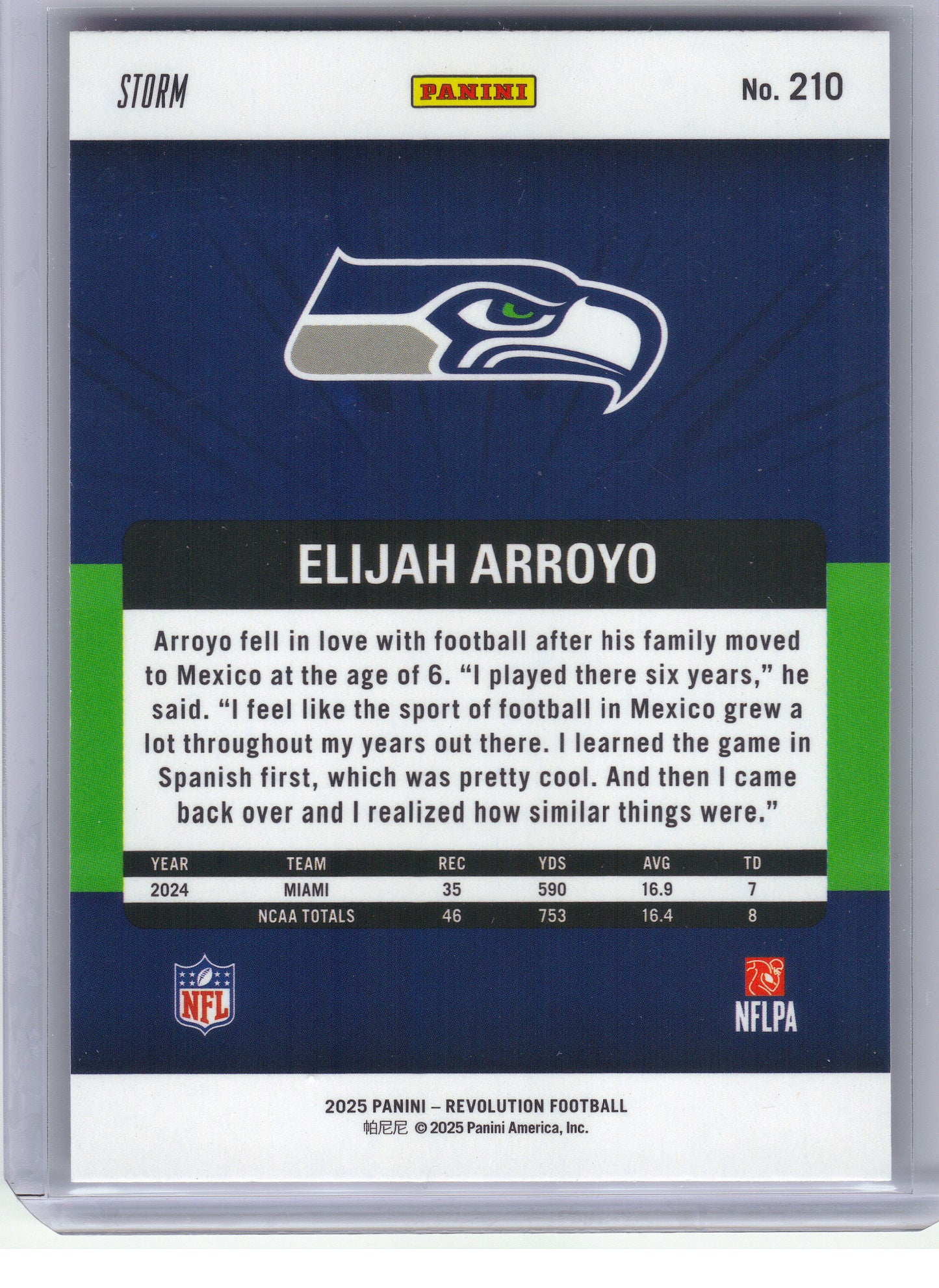 2025 Panini Revolution #210 Elijah Arroyo Red Storm Seattle Seahawks