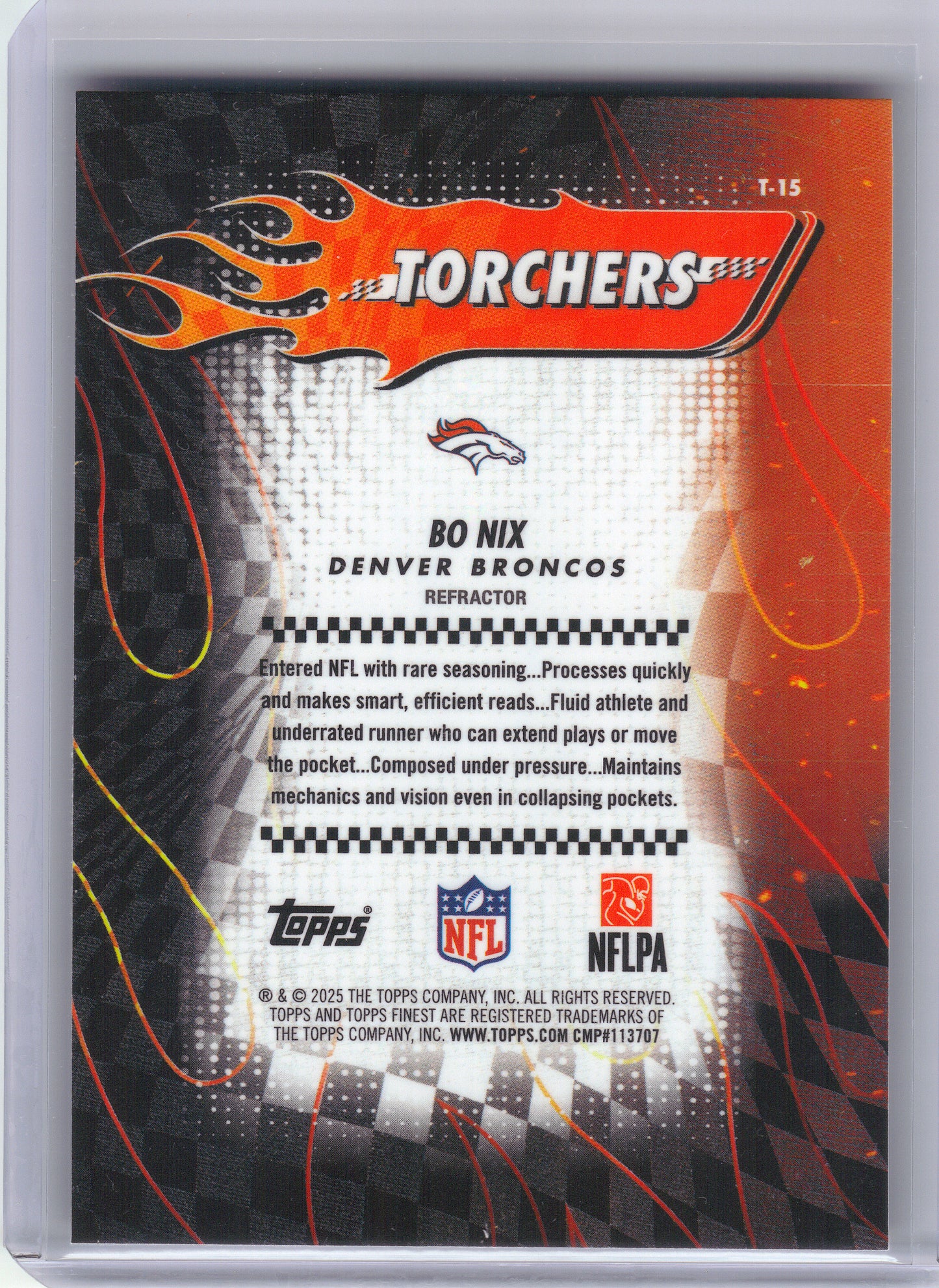 2025 Finest #T-15 Bo Nix Torchers Denver Broncos