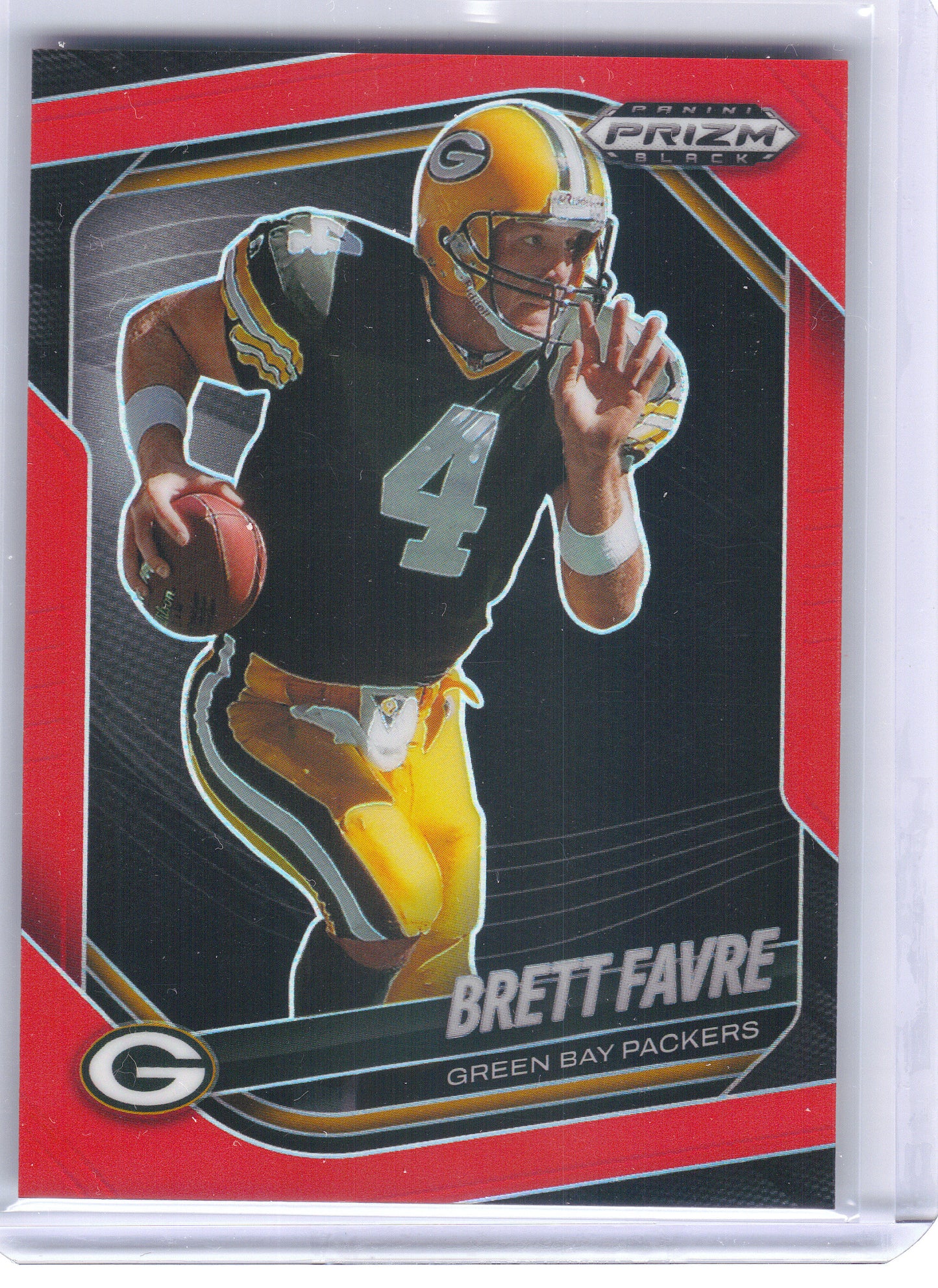 2025 Panini Prizm Black #58 Brett Favre Prizms Red #/299 Green Bay Packers SN