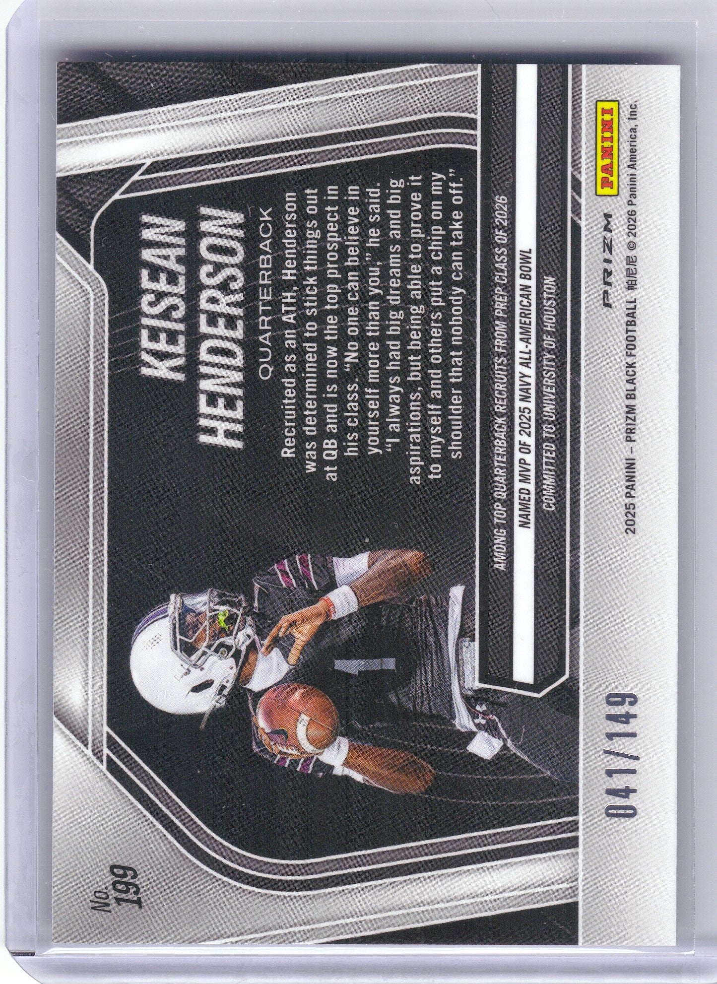 2025 Panini Prizm Black #199 Keisean Henderson Prizms Purple Ice #/149 Legacy the High School of Sports Science Titans SN