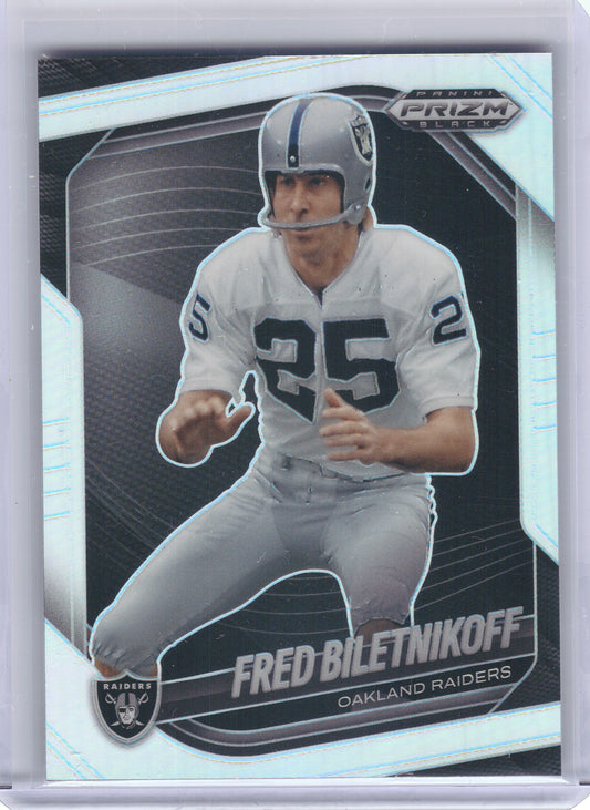 2025 Panini Prizm Black #109 Fred Biletnikoff Prizms Silver Oakland Raiders