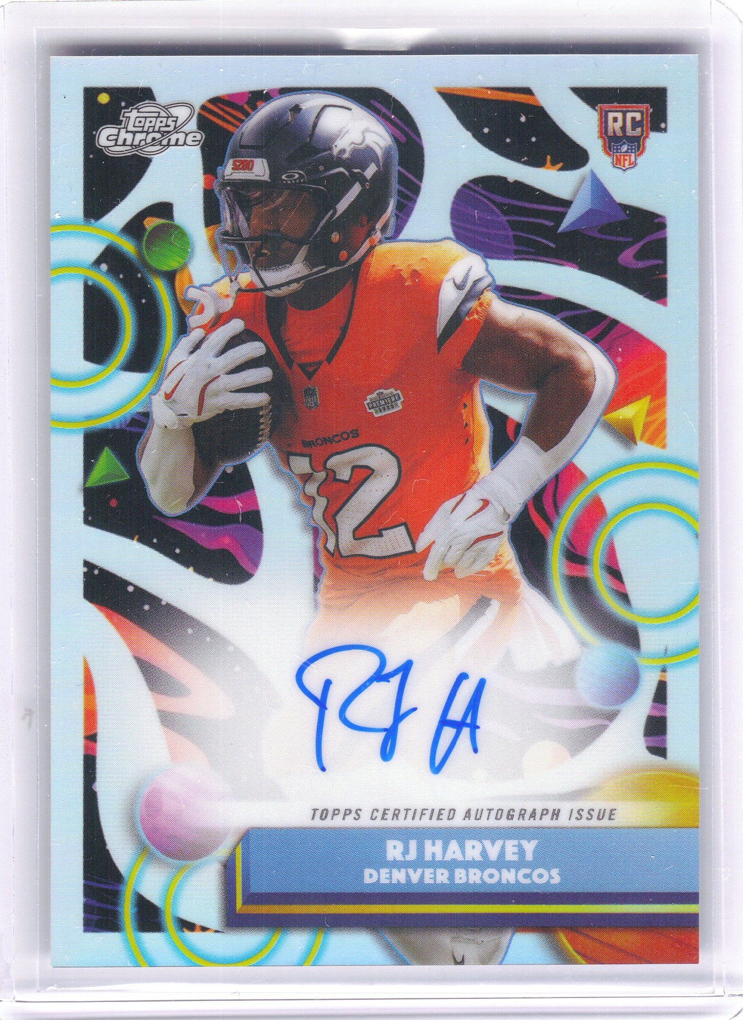 2025 Topps Chrome Cosmic #CCA-RJH RJ Harvey Cosmic Chrome Autographs Denver Broncos AU