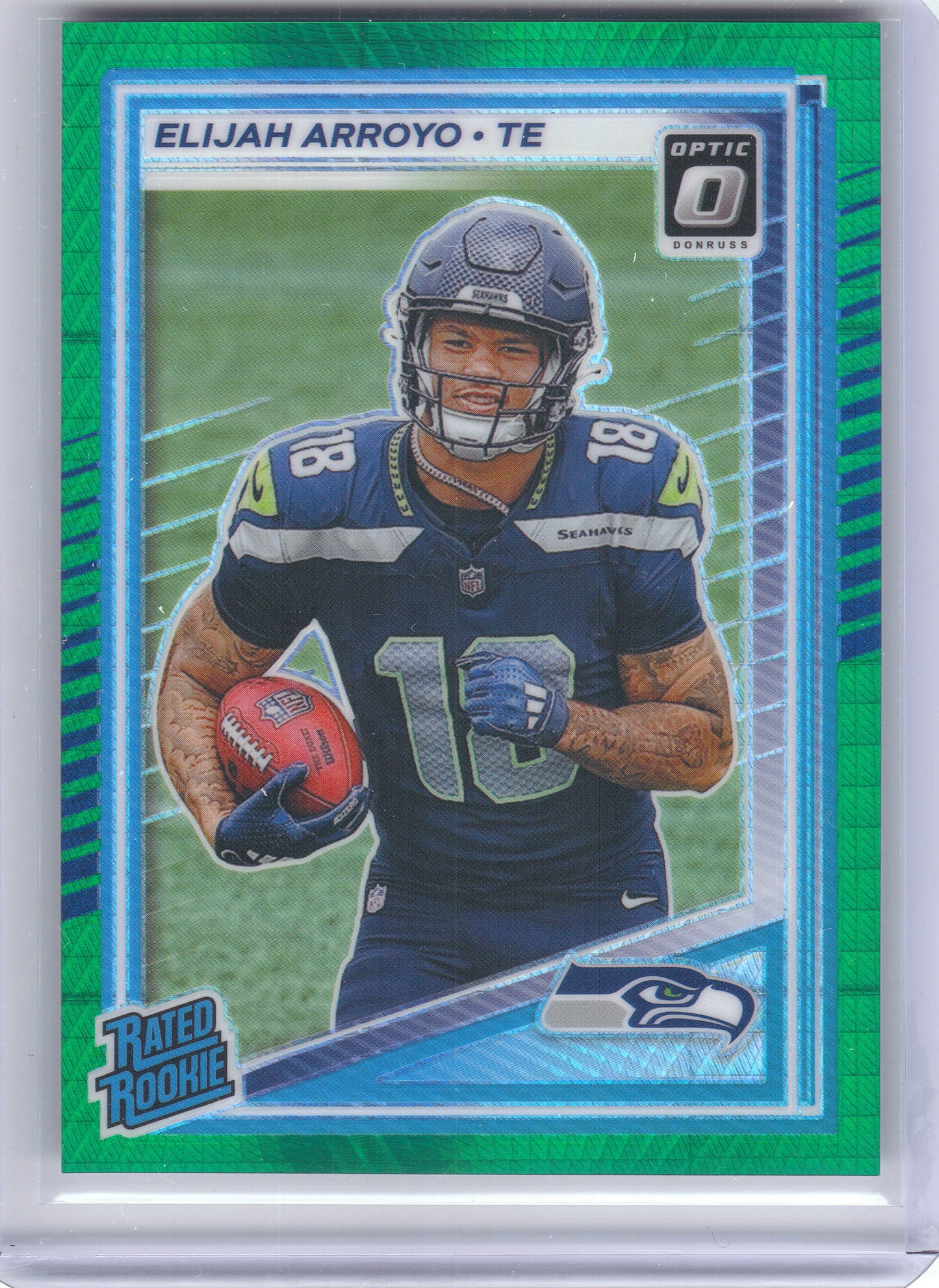 2025 Donruss Optic #214 Elijah Arroyo Green Hyper Seattle Seahawks RC