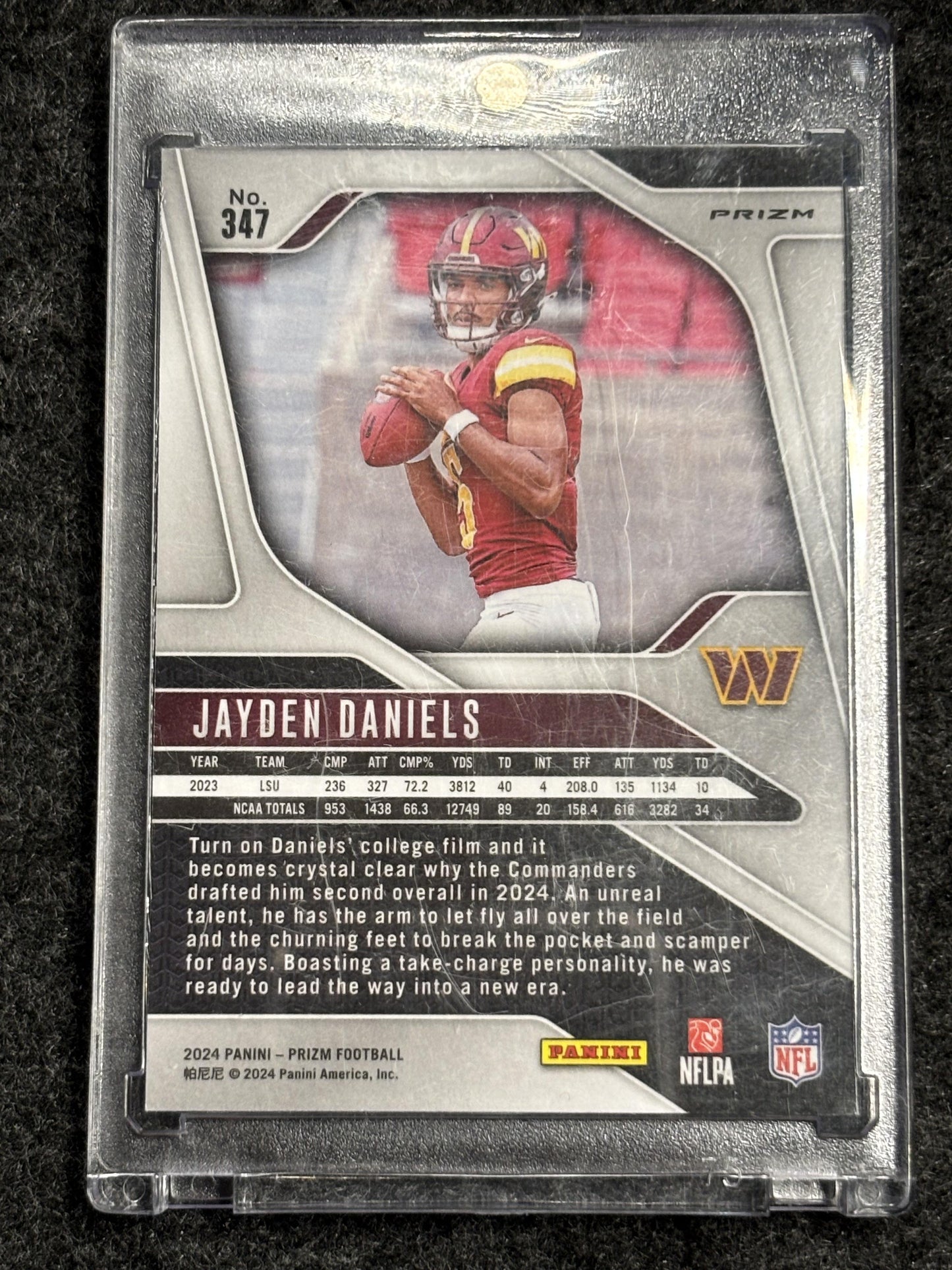 2024 Panini Prizm #347 Jayden Daniels Red White and Blue Washington Commanders RC