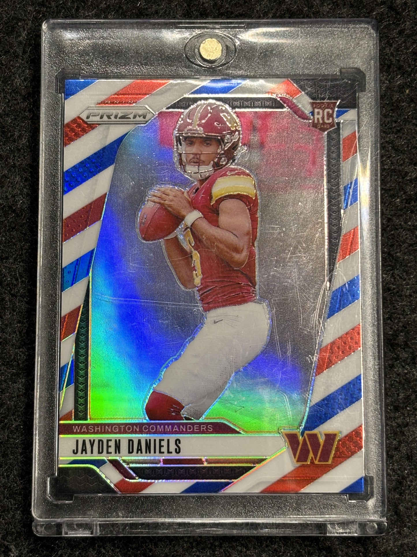 2024 Panini Prizm #347 Jayden Daniels Red White and Blue Washington Commanders RC