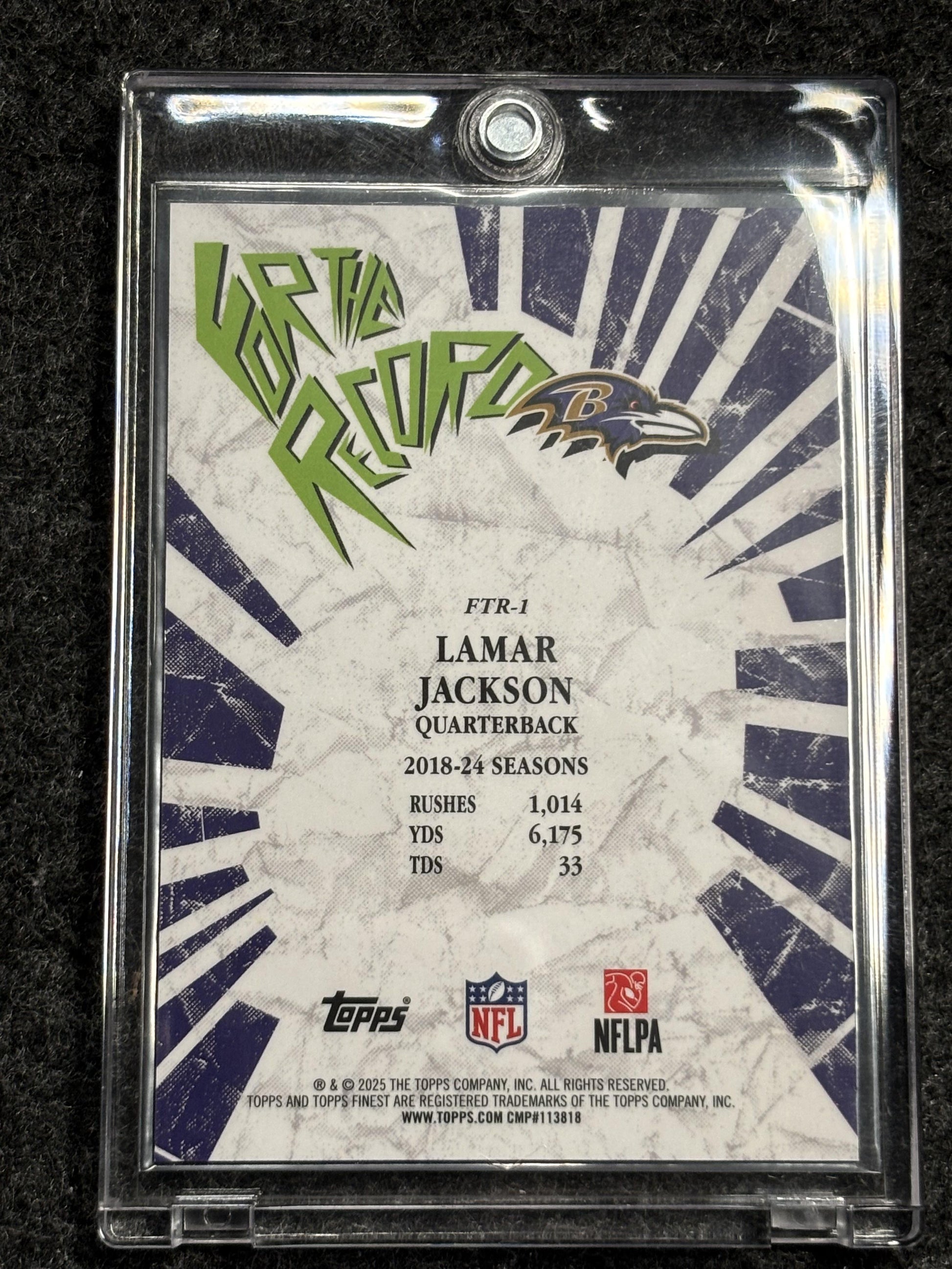 2025 Finest #FTR-1 Lamar Jackson For The Record Baltimore Ravens