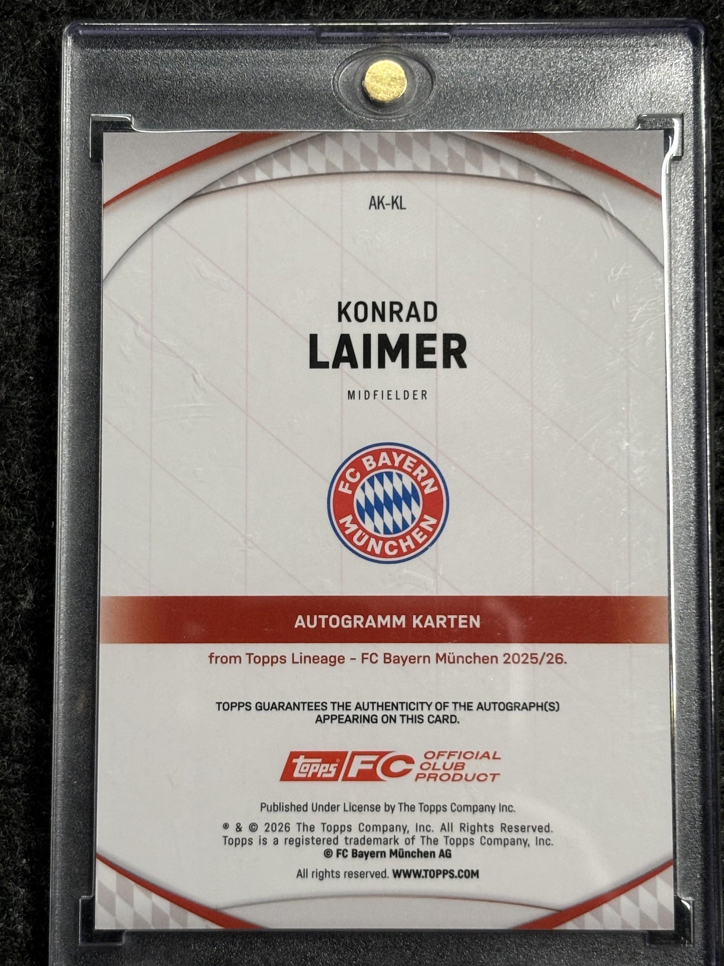 2026 Topps Lineage Bayern #AK-KL Konrad Laimer Green/99 FC Bayern AU