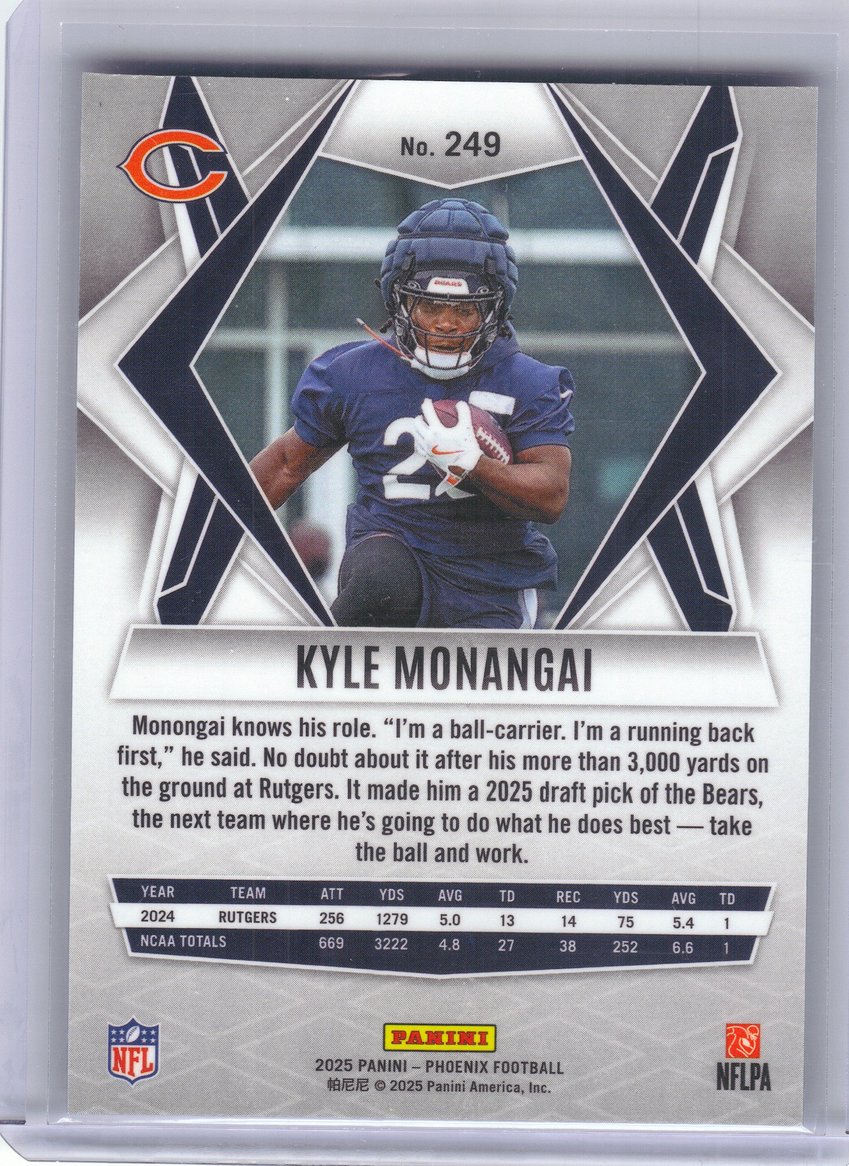 2025 Panini Phoenix #249 Kyle Monangai Chicago Bears RC