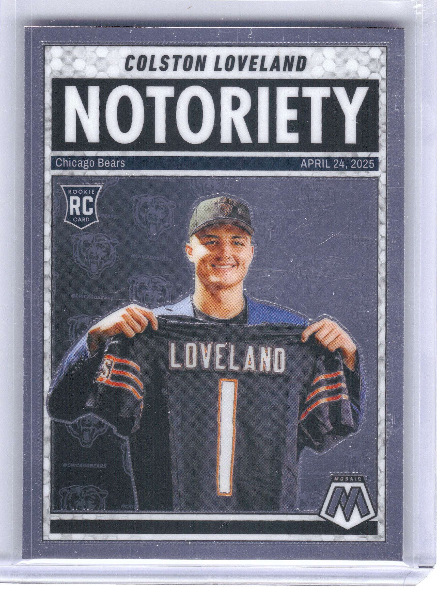 2025 Panini Mosaic #24 Colston Loveland Notoriety x Chicago Bears