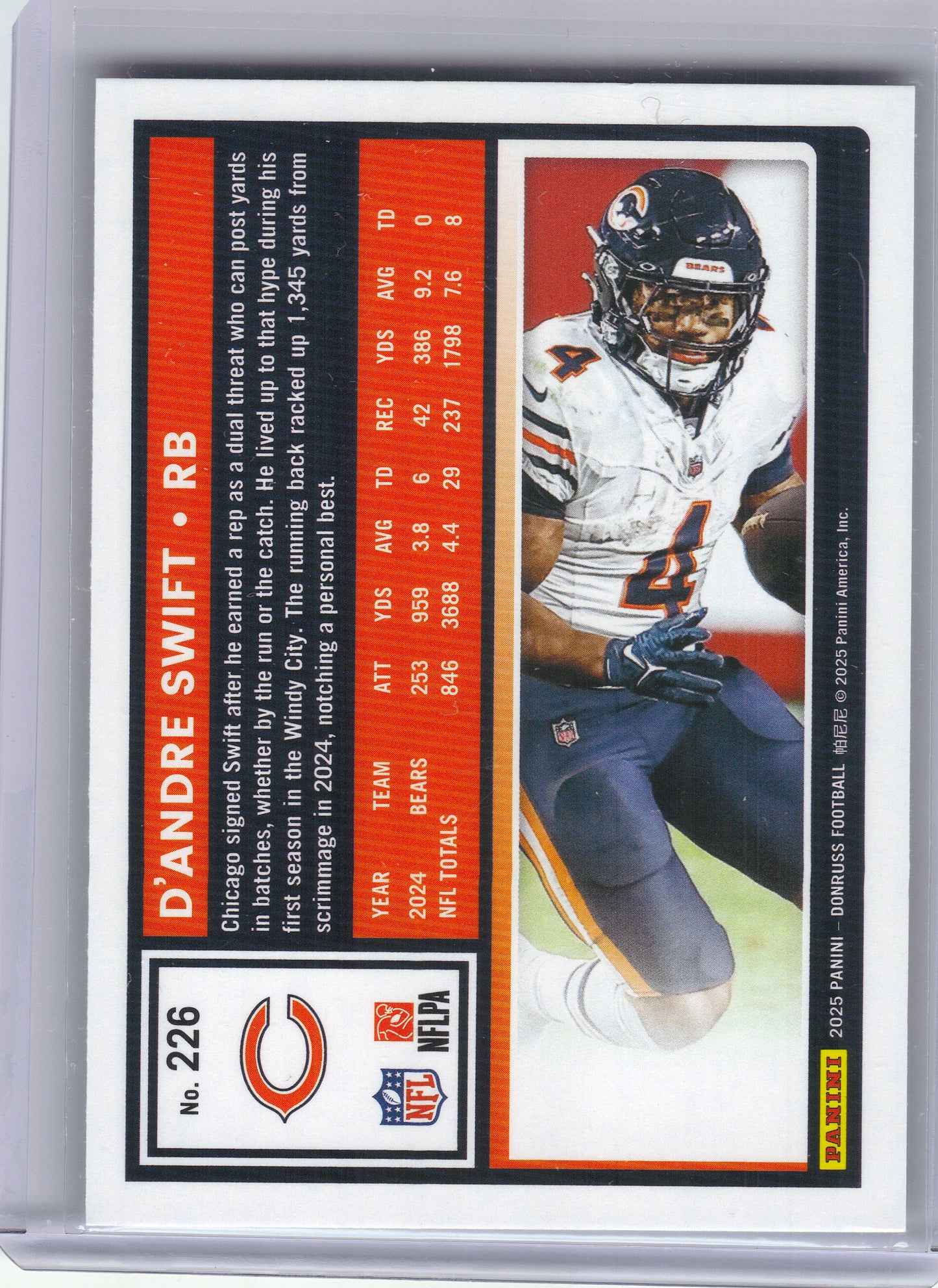 2025 Donruss #226 D’Andre Swift Press Proofs Green Chicago Bears