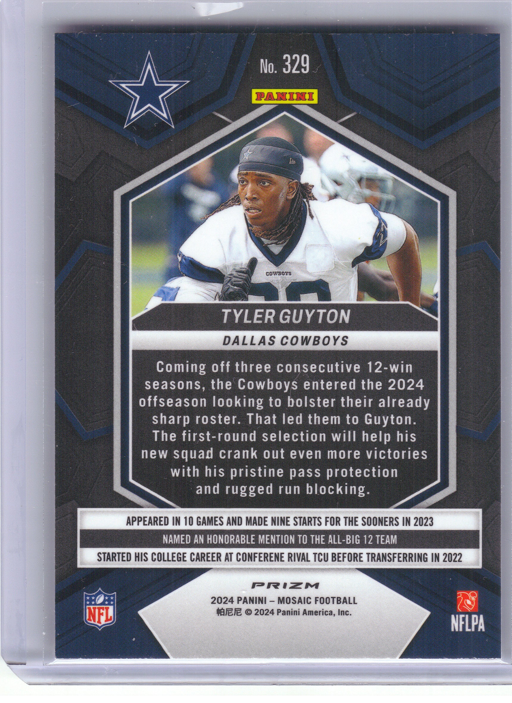 2024 Panini Mosaic #329 Tyler Guyton Mosaic Camo Pink Dallas Cowboys