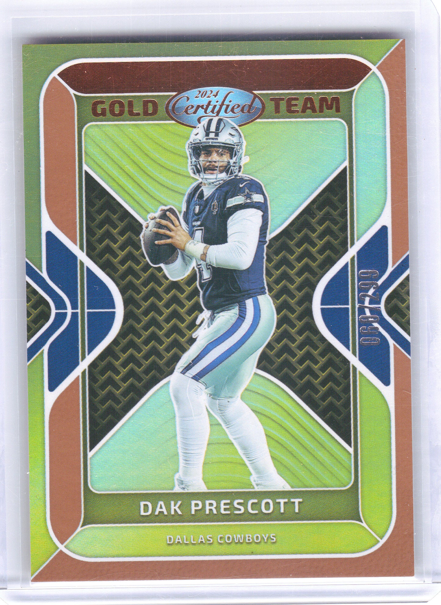 2024 Panini Certified #GT-DPT Dak Prescott Gold Team Mirror Bronze #/299 Dallas Cowboys SN