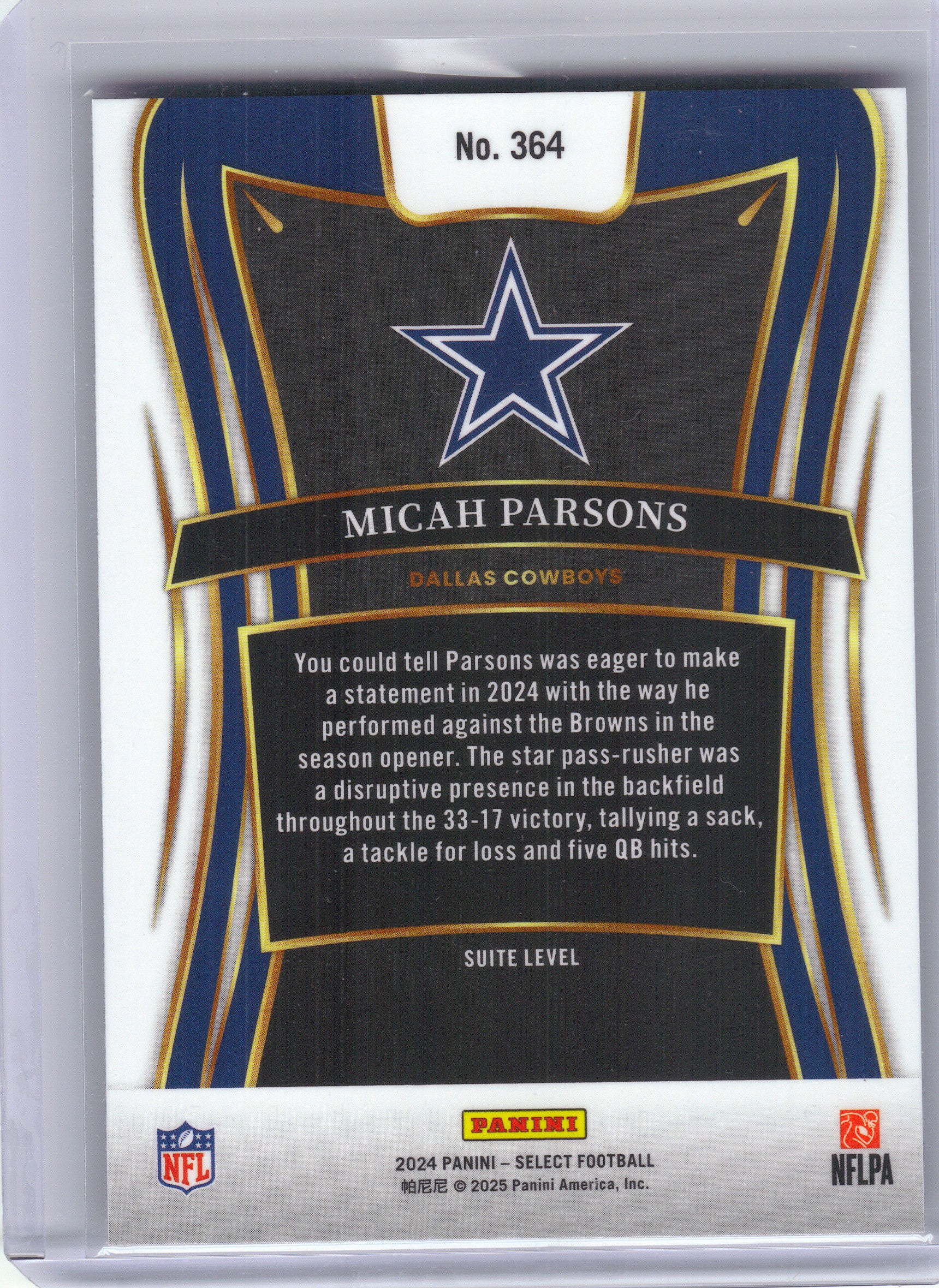 2024 Panini Select #364 Micah Parsons Dallas Cowboys
