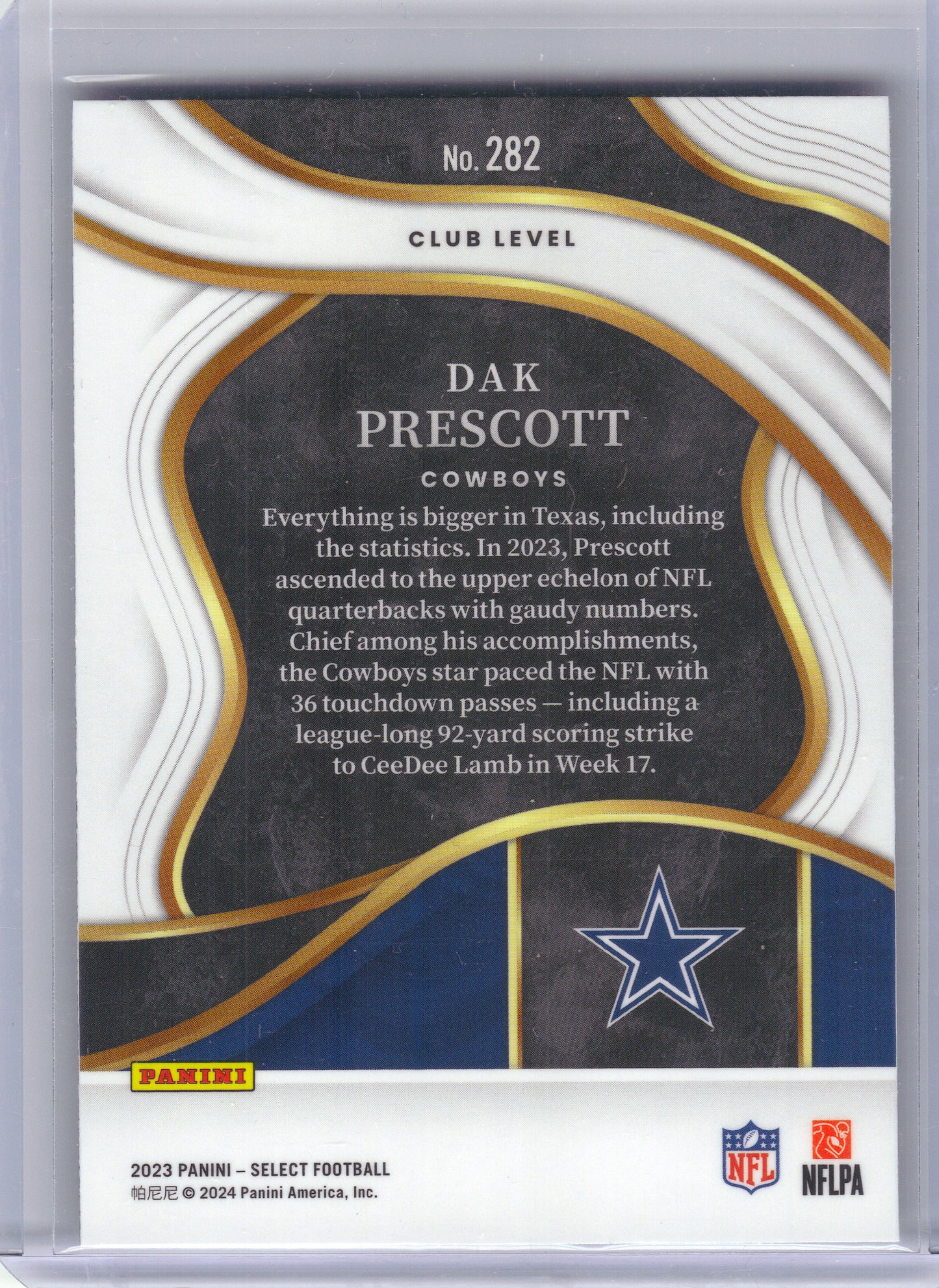 2023 Panini Select #282 Dak Prescott Dallas Cowboys