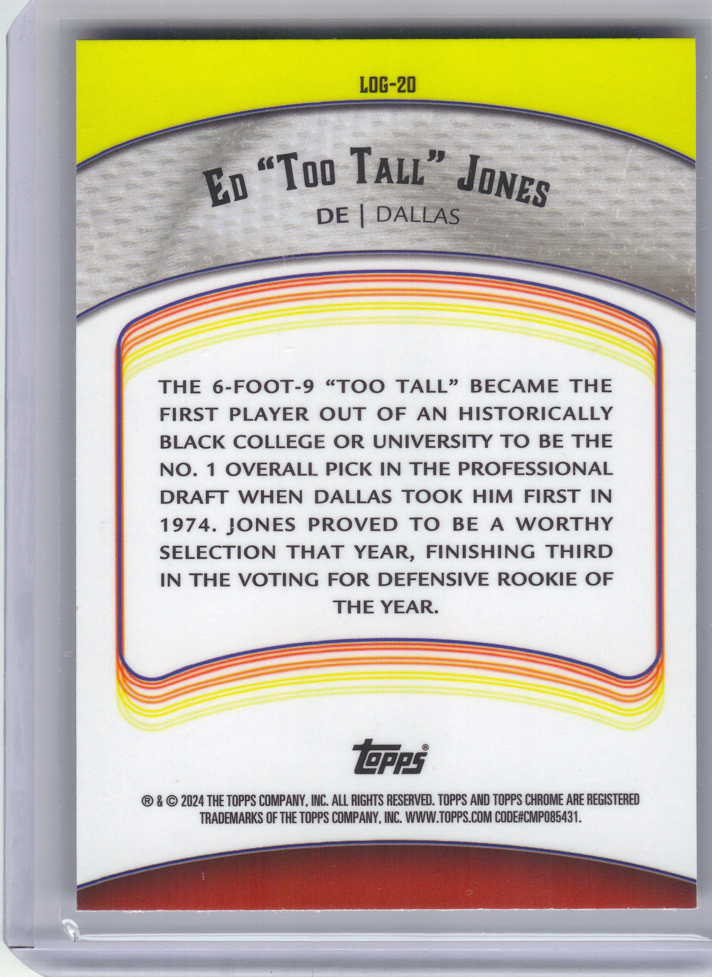 2024 Topps Chrome #LOG-20 Ed "Too Tall" Jones Legends of the Gridiron X-Fractor Dallas Cowboys