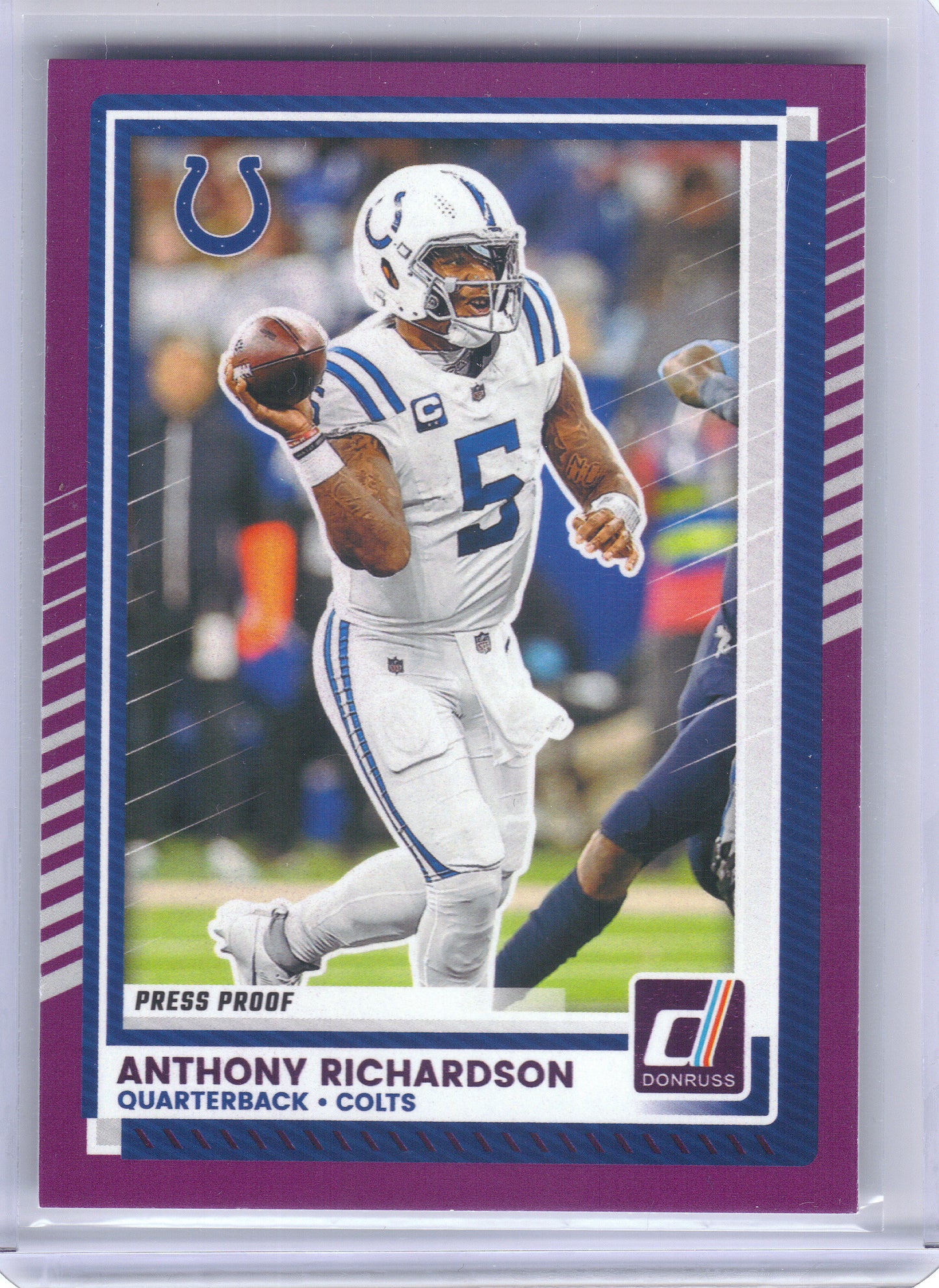 2025 Donruss #93 Anthony Richardson Press Proofs Purple Indianapolis Colts
