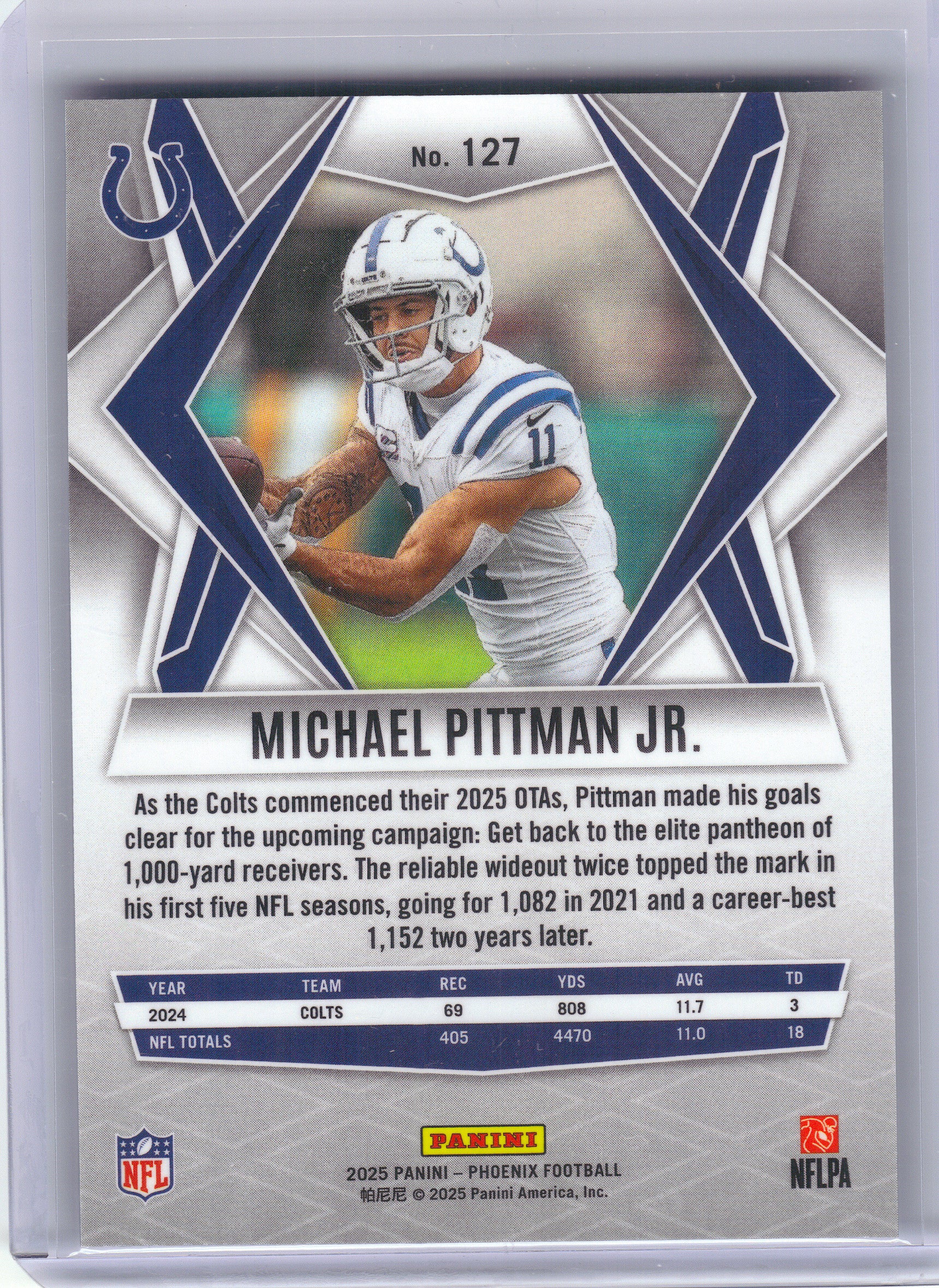 2025 Panini Phoenix #127 Michael Pittman Jr. Silver Pyramids Prizm Indianapolis Colts