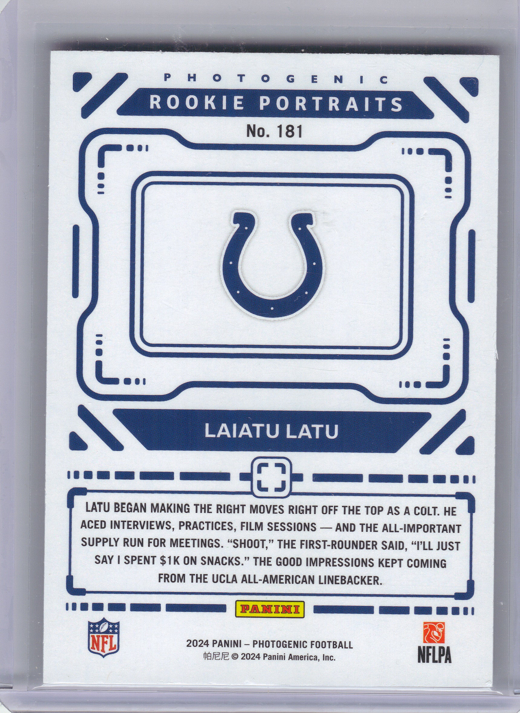 2024 Panini Photogenic #181 Laiatu Latu Orange #/25 Indianapolis Colts SN,RC